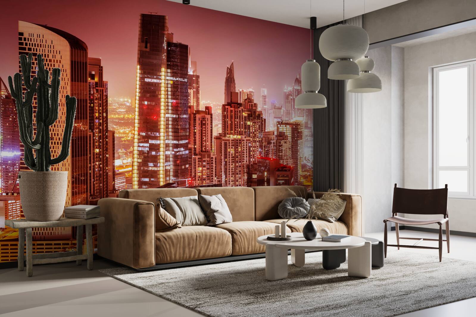 Fotobehang de drukte van de stad in het nachtlicht