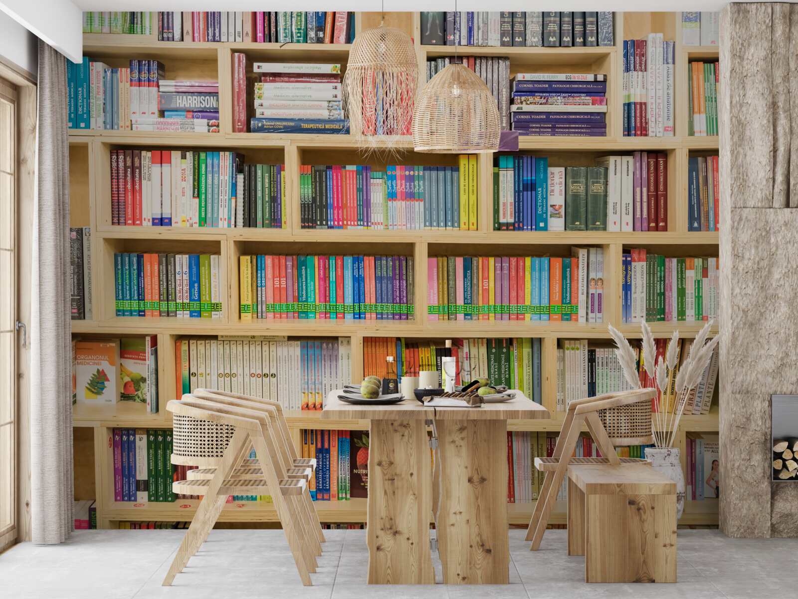 Fotobehang delen in de boekencollectie thuis