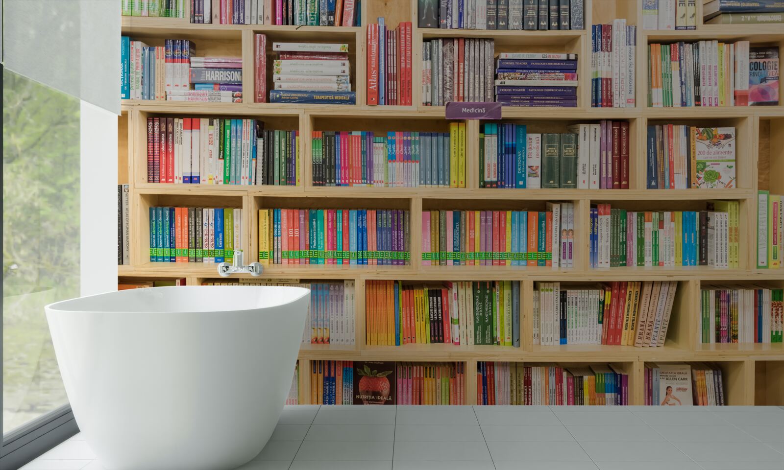 Fotobehang delen in de boekencollectie thuis