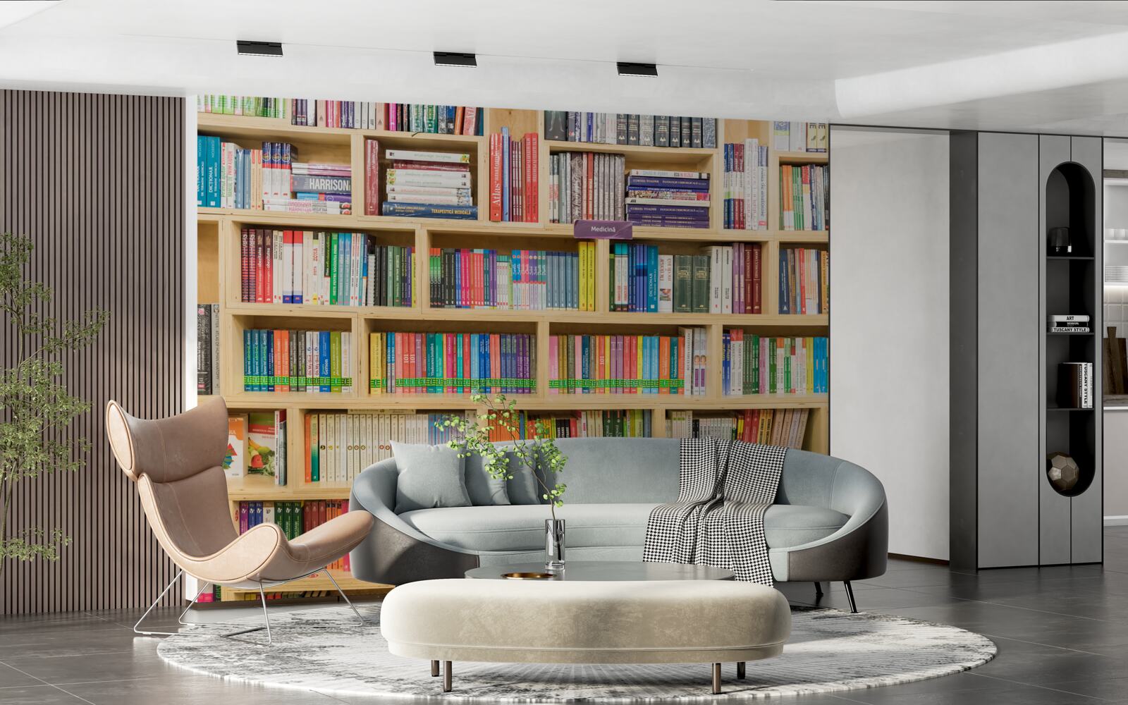 Fotobehang delen in de boekencollectie thuis