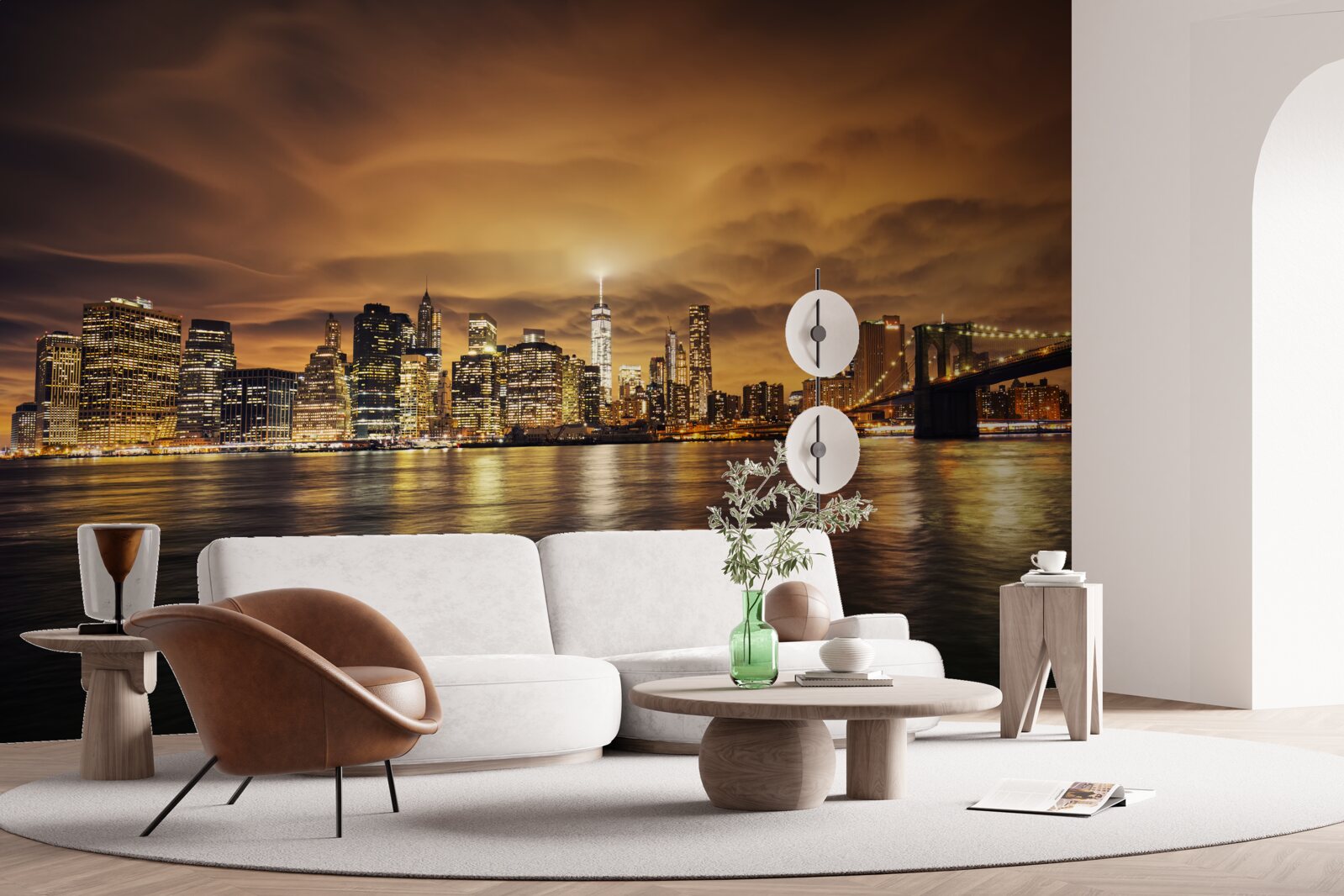 Fotobehang zonsondergang verlicht de gloed van de nachtlampen