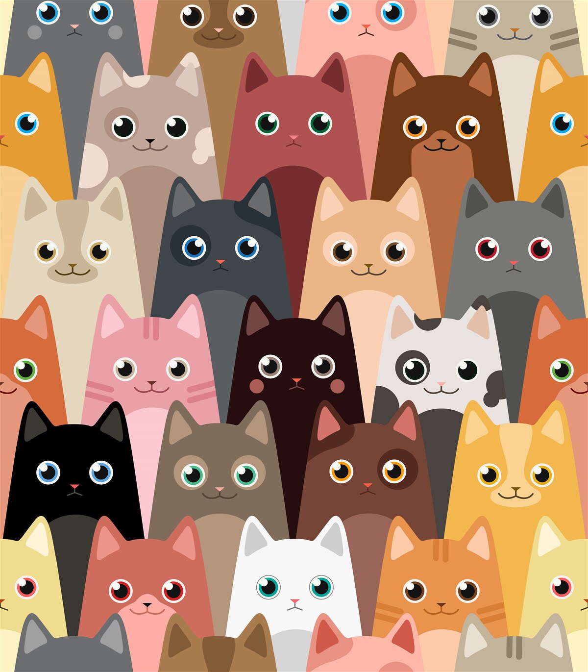 Fotobehang veel katten met veel ogen