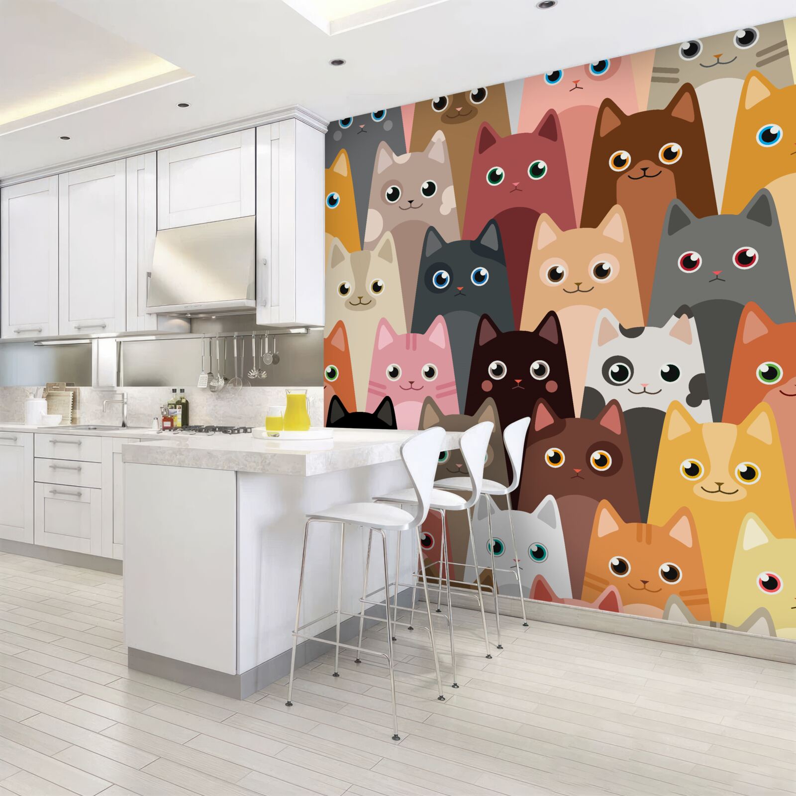 Fotobehang veel katten met veel ogen