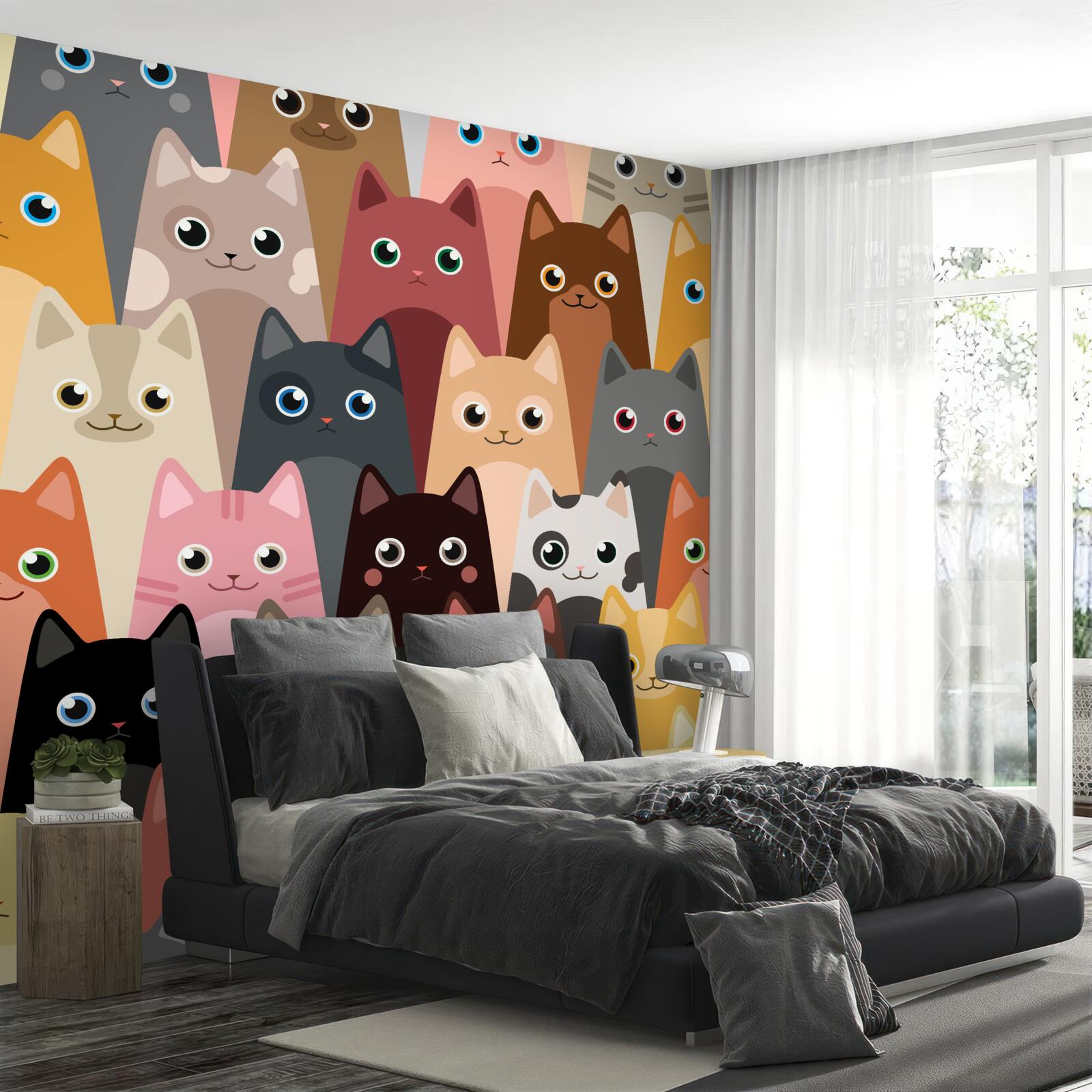 Fotobehang veel katten met veel ogen