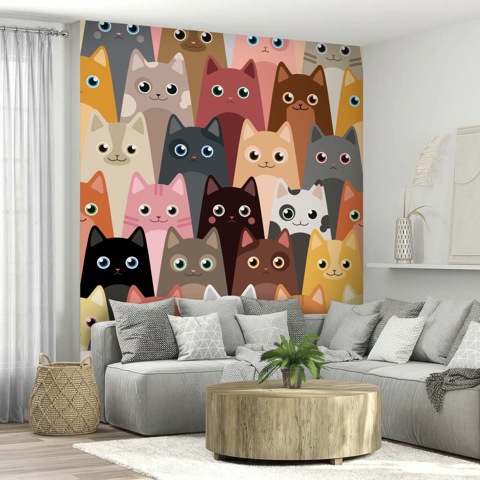 Fotobehang veel katten met veel ogen