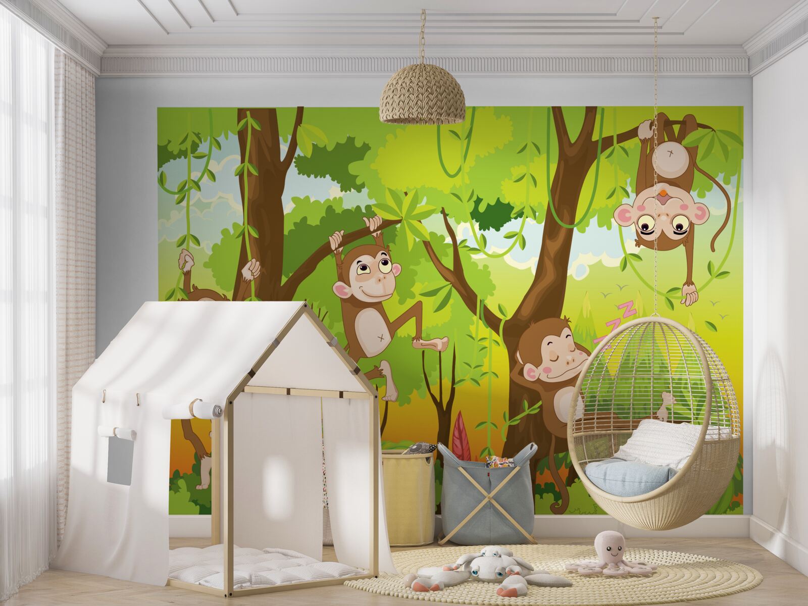 Fotobehang apen klimmen in bomen