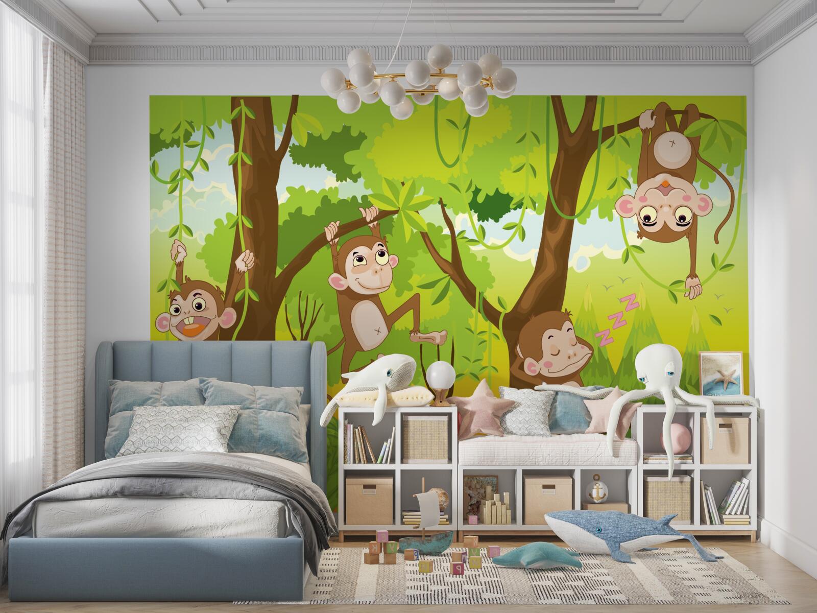 Fotobehang apen klimmen in bomen