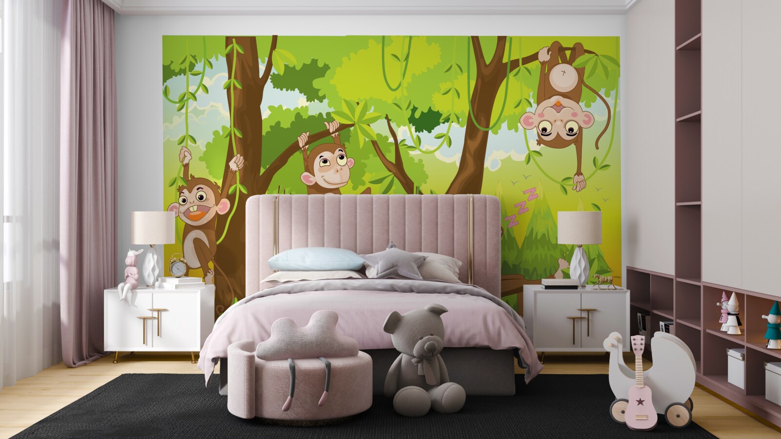 Fotobehang apen klimmen in bomen