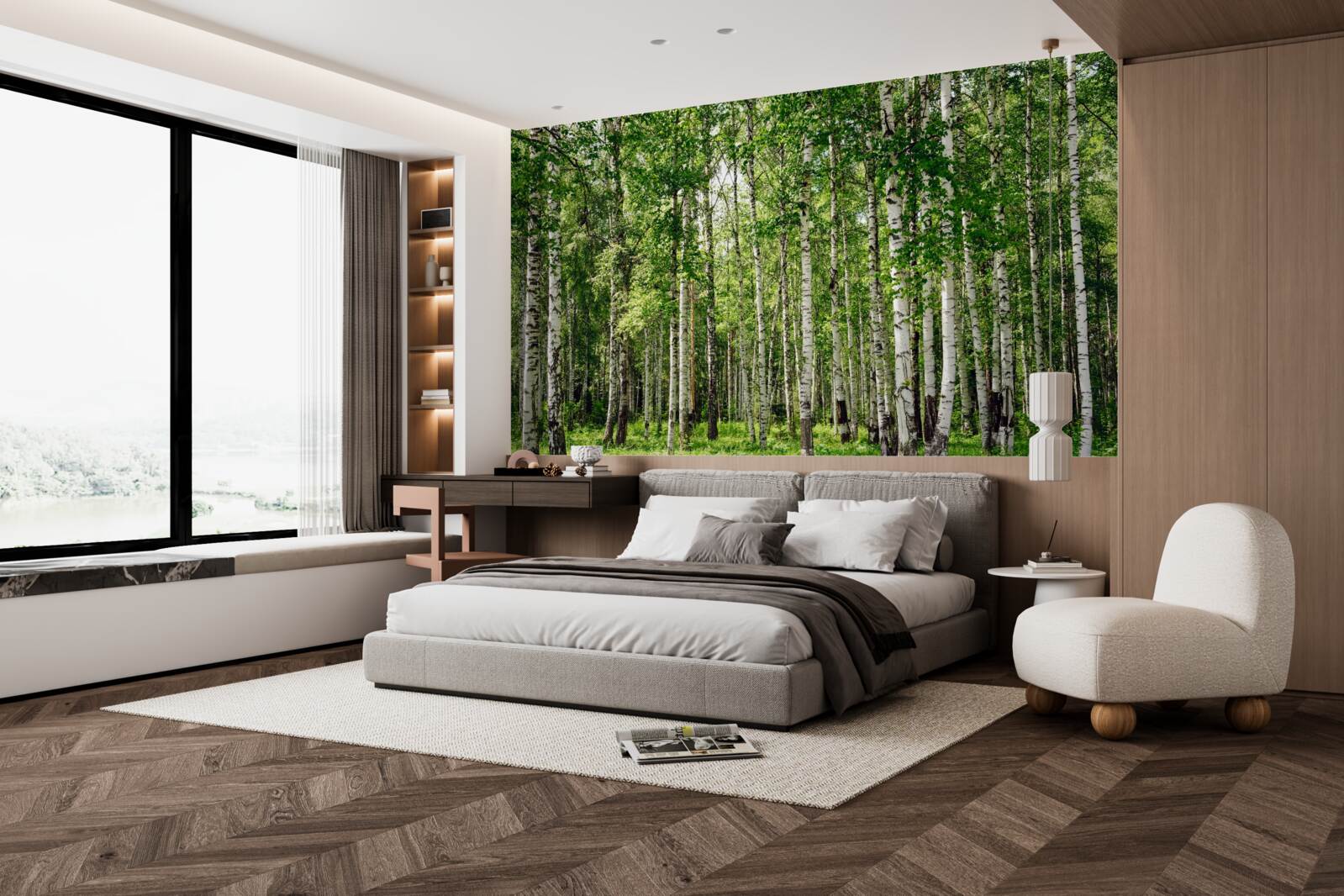 Fotobehang slank berkenbos