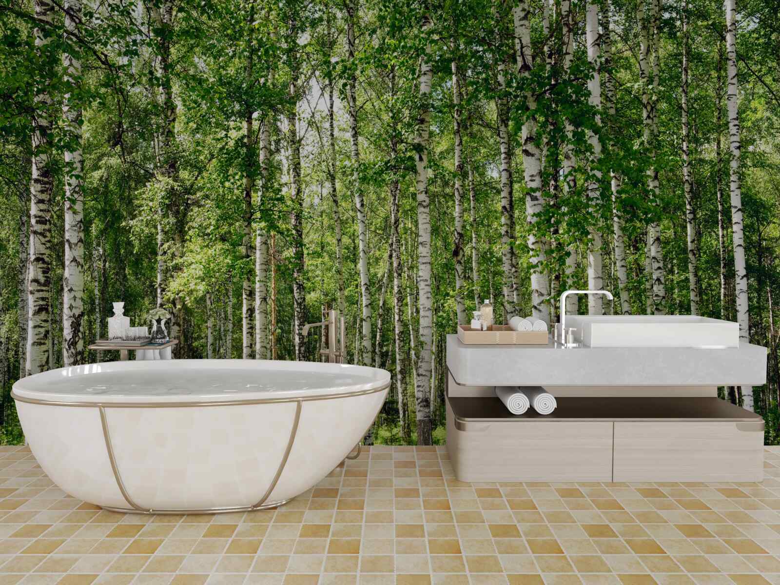 Fotobehang slank berkenbos