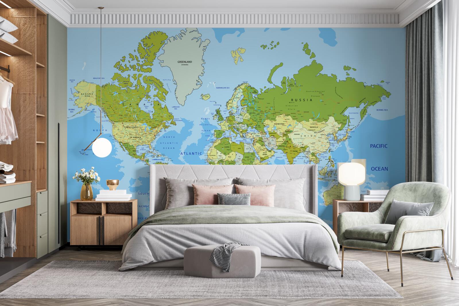 Fotobehang traditionele wereldkaart