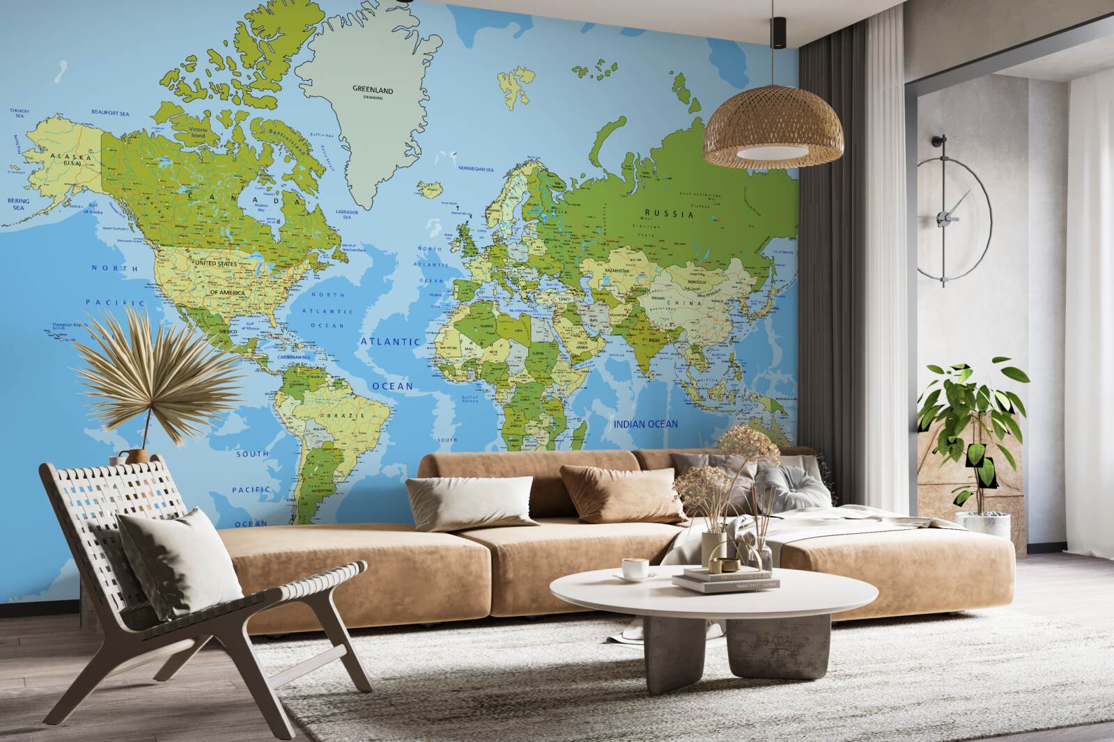 Fotobehang traditionele wereldkaart
