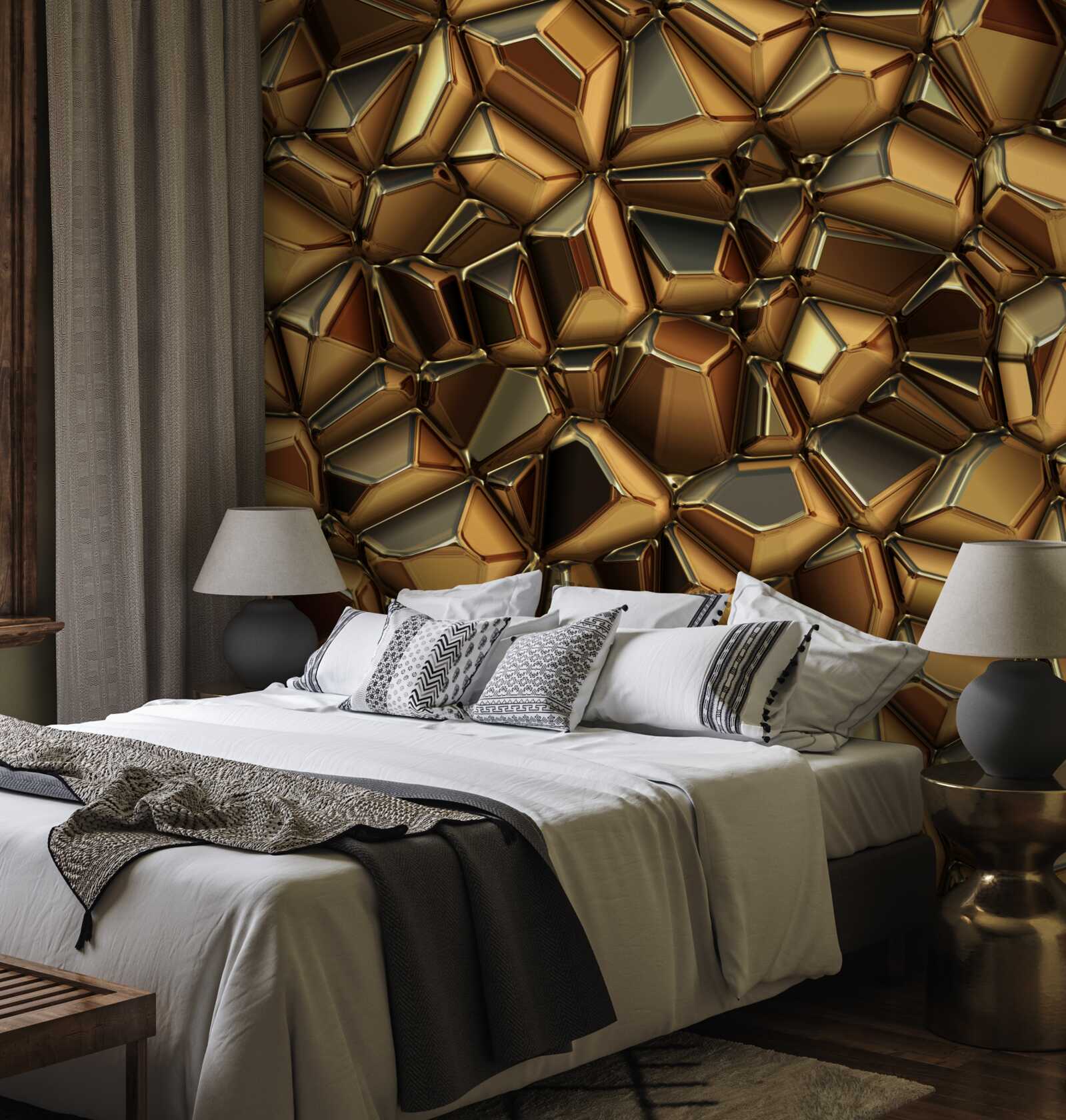 Fotobehang gouden veelvlakken