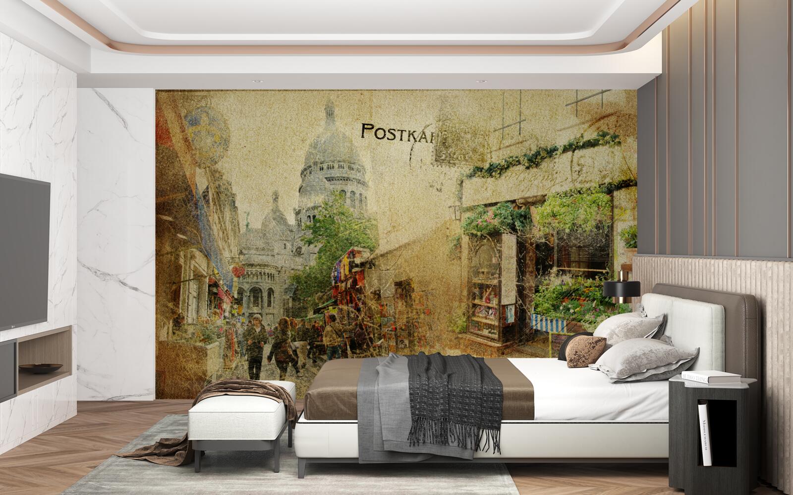 Fotobehang oude foto van de stad