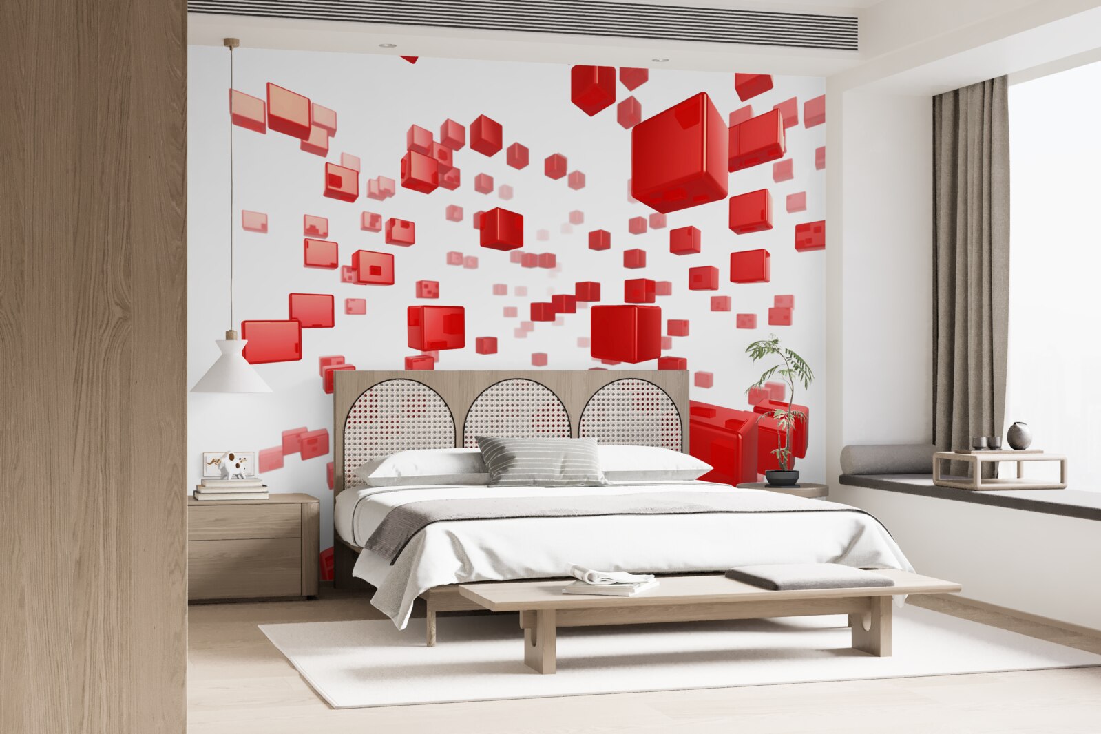 Fotobehang groeiende helderrode vierkanten