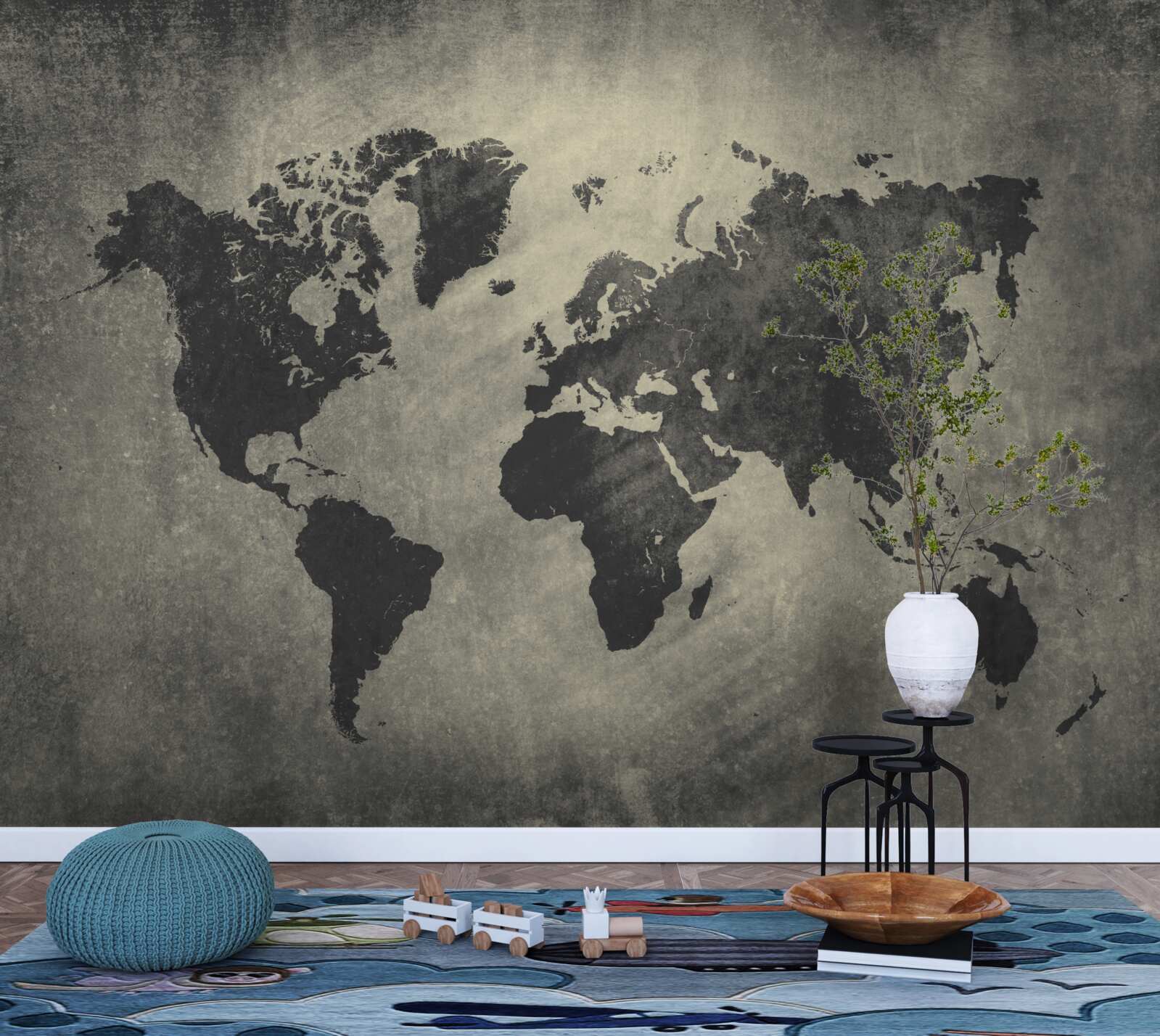 Fotobehang silhouetten van landen op een betonnen muur