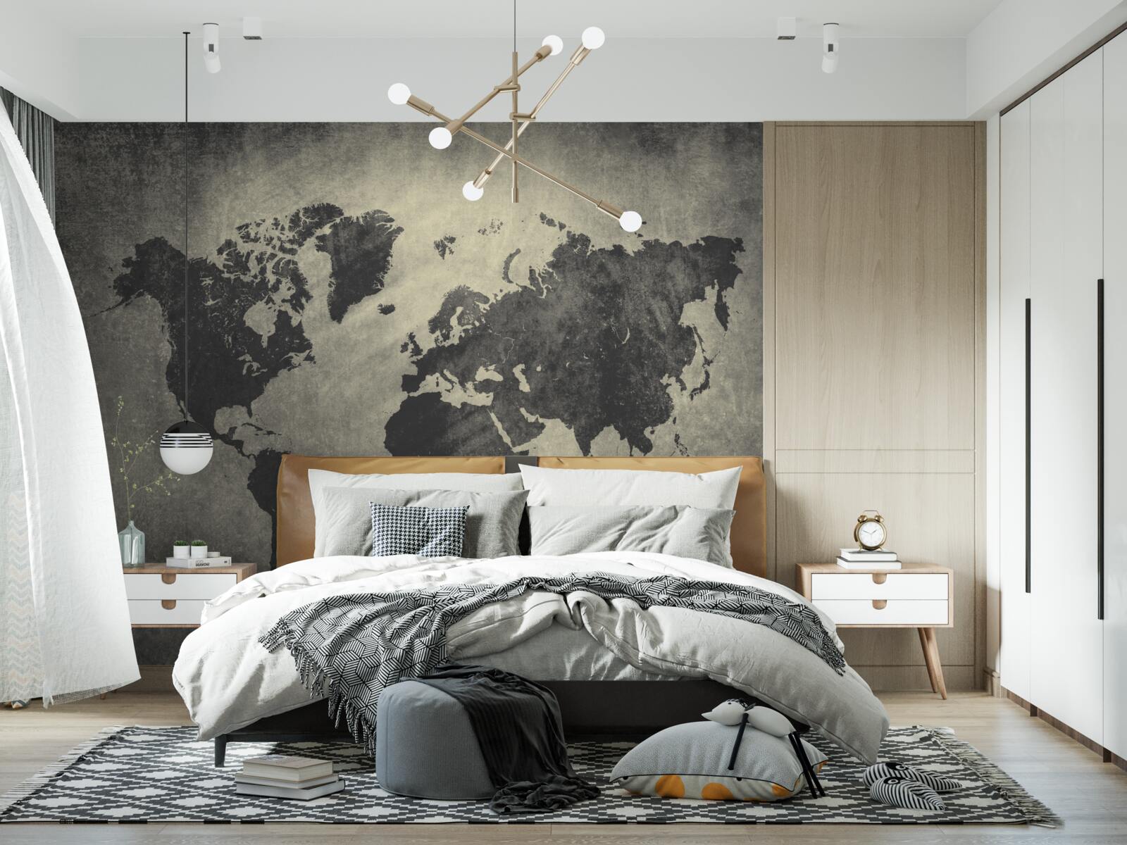 Fotobehang silhouetten van landen op een betonnen muur