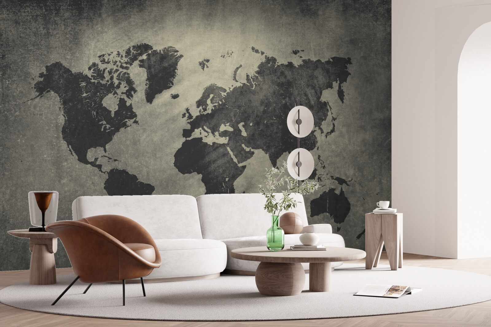 Fotobehang silhouetten van landen op een betonnen muur