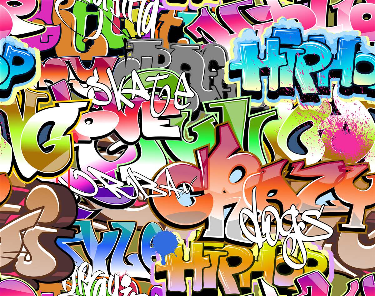 Fotobehang opvallende graffiti met heldere letters