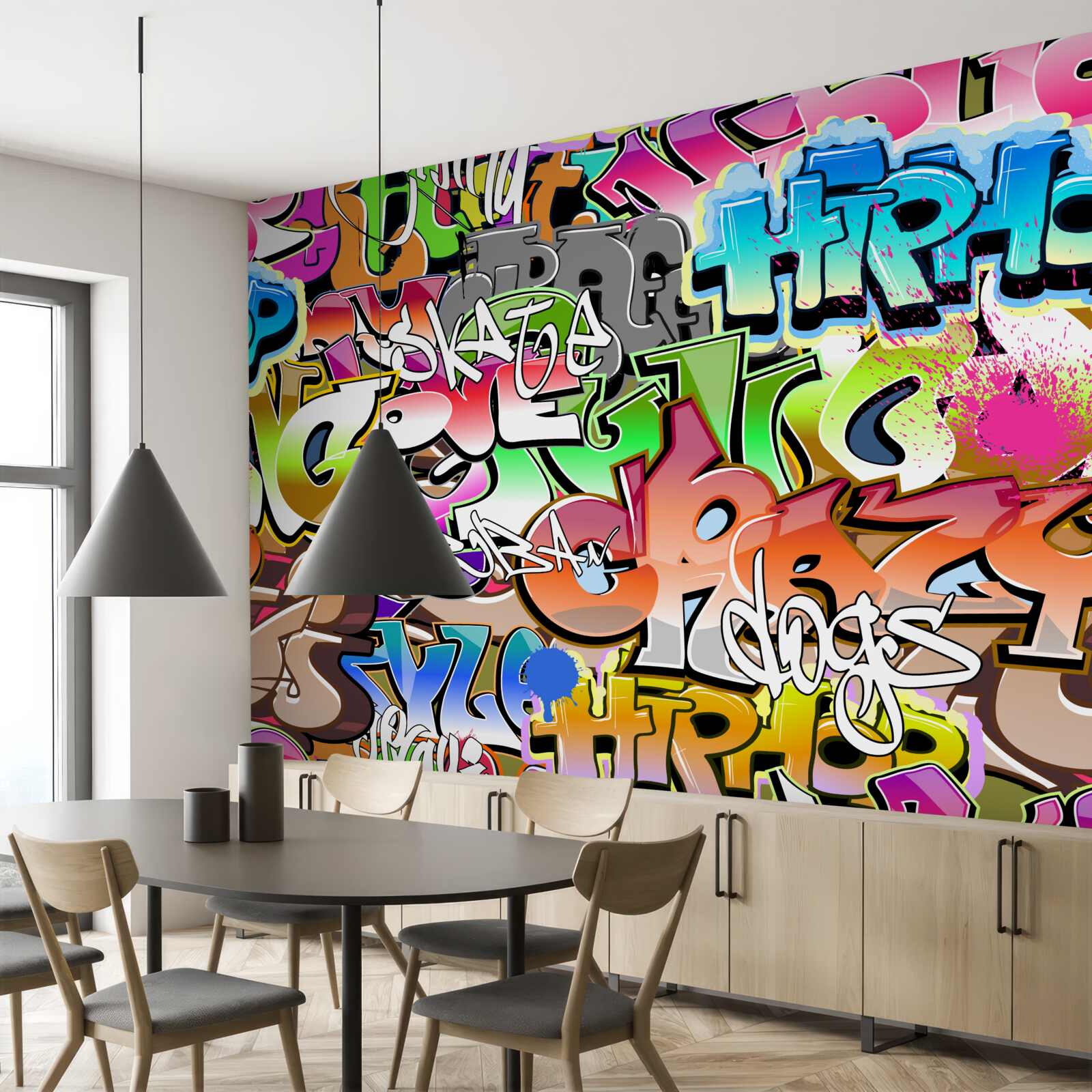 Fotobehang opvallende graffiti met heldere letters