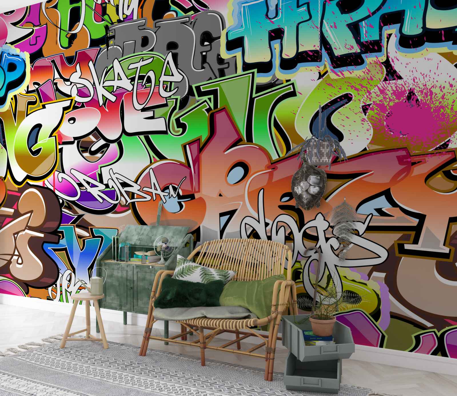 Fotobehang opvallende graffiti met heldere letters