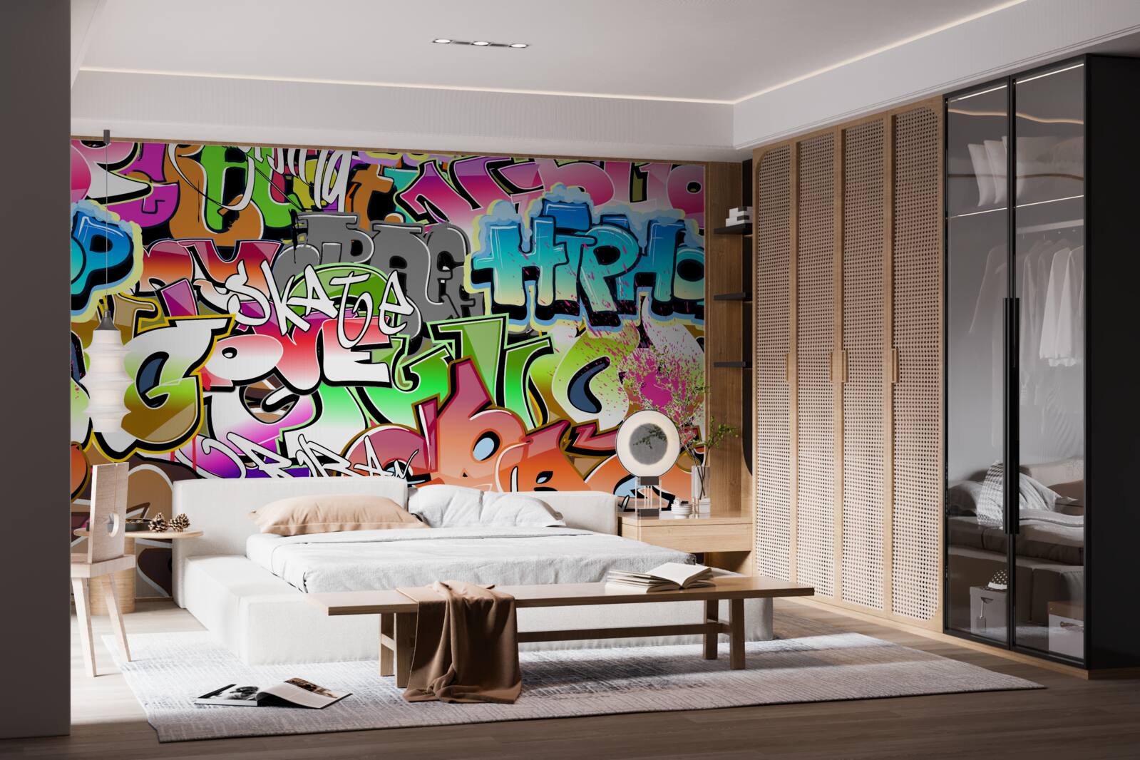 Fotobehang opvallende graffiti met heldere letters