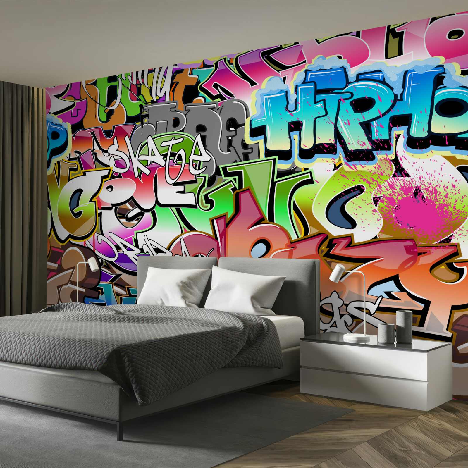 Fotobehang opvallende graffiti met heldere letters