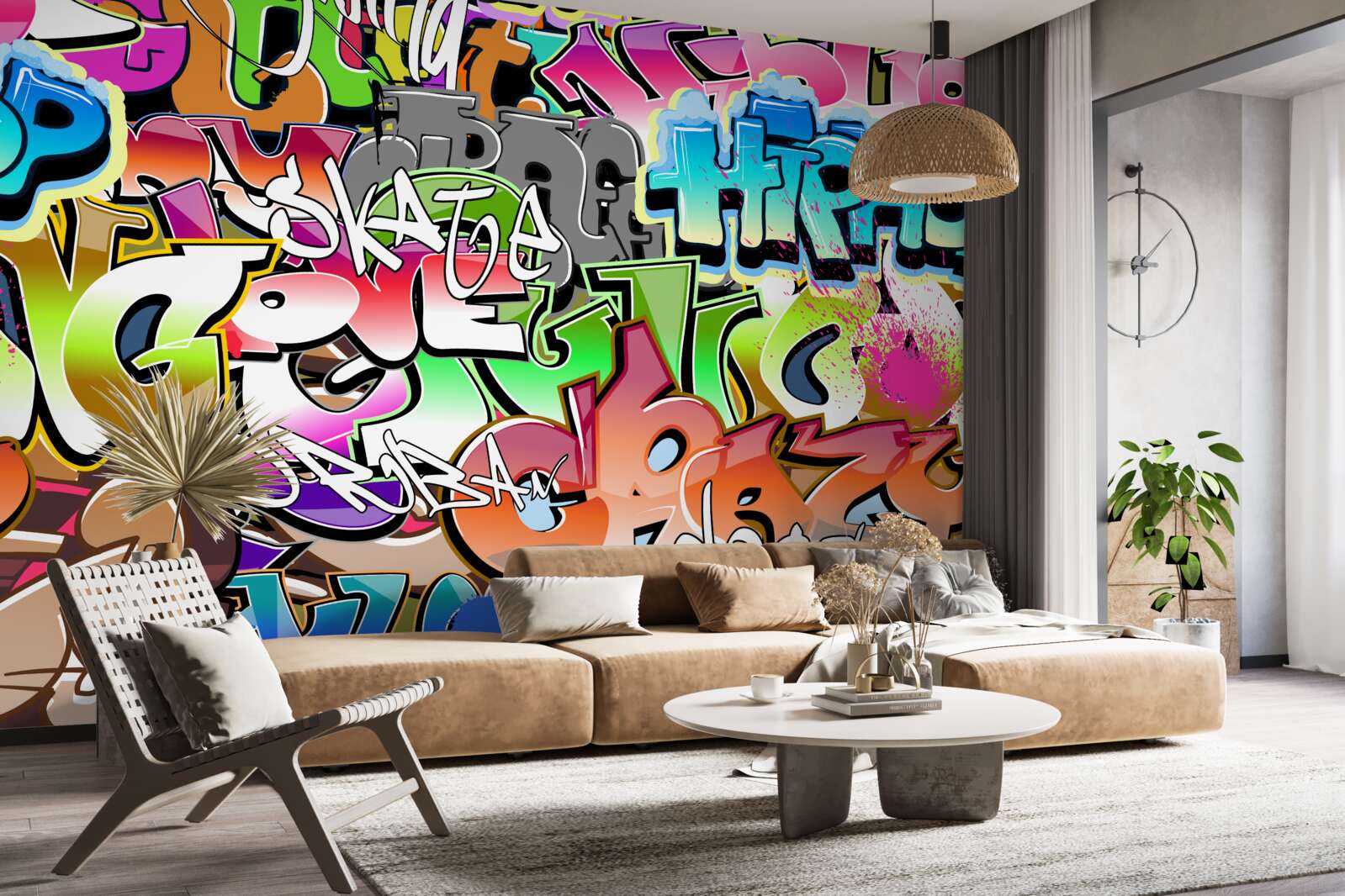 Fotobehang opvallende graffiti met heldere letters