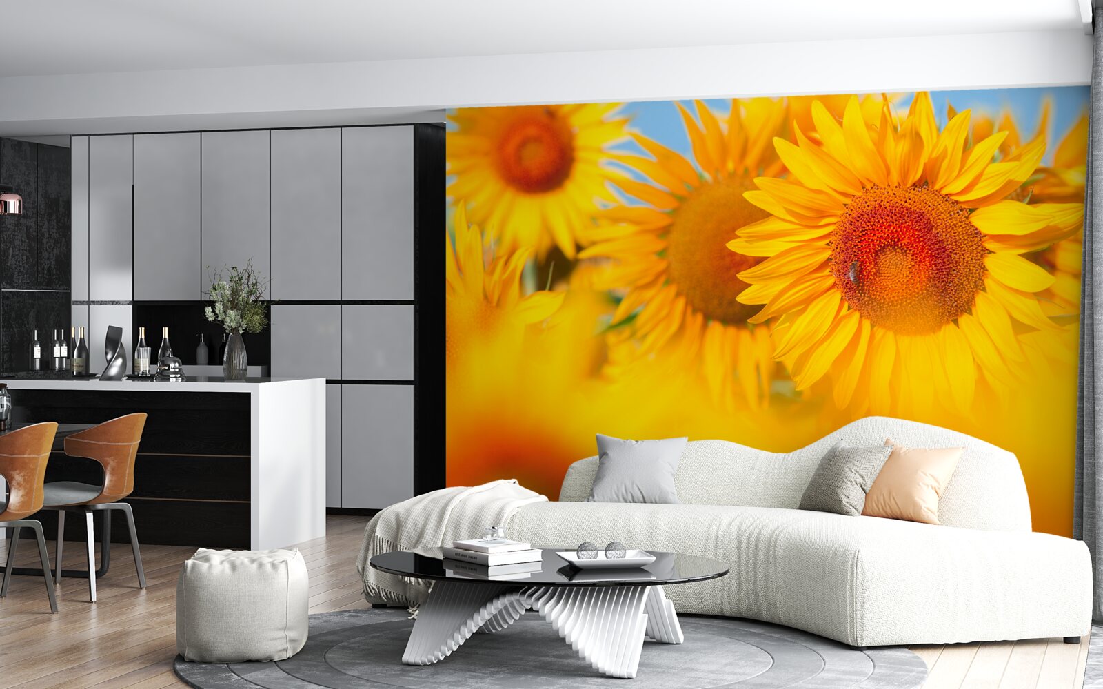 Fotobehang zonnebloemen onder de zon