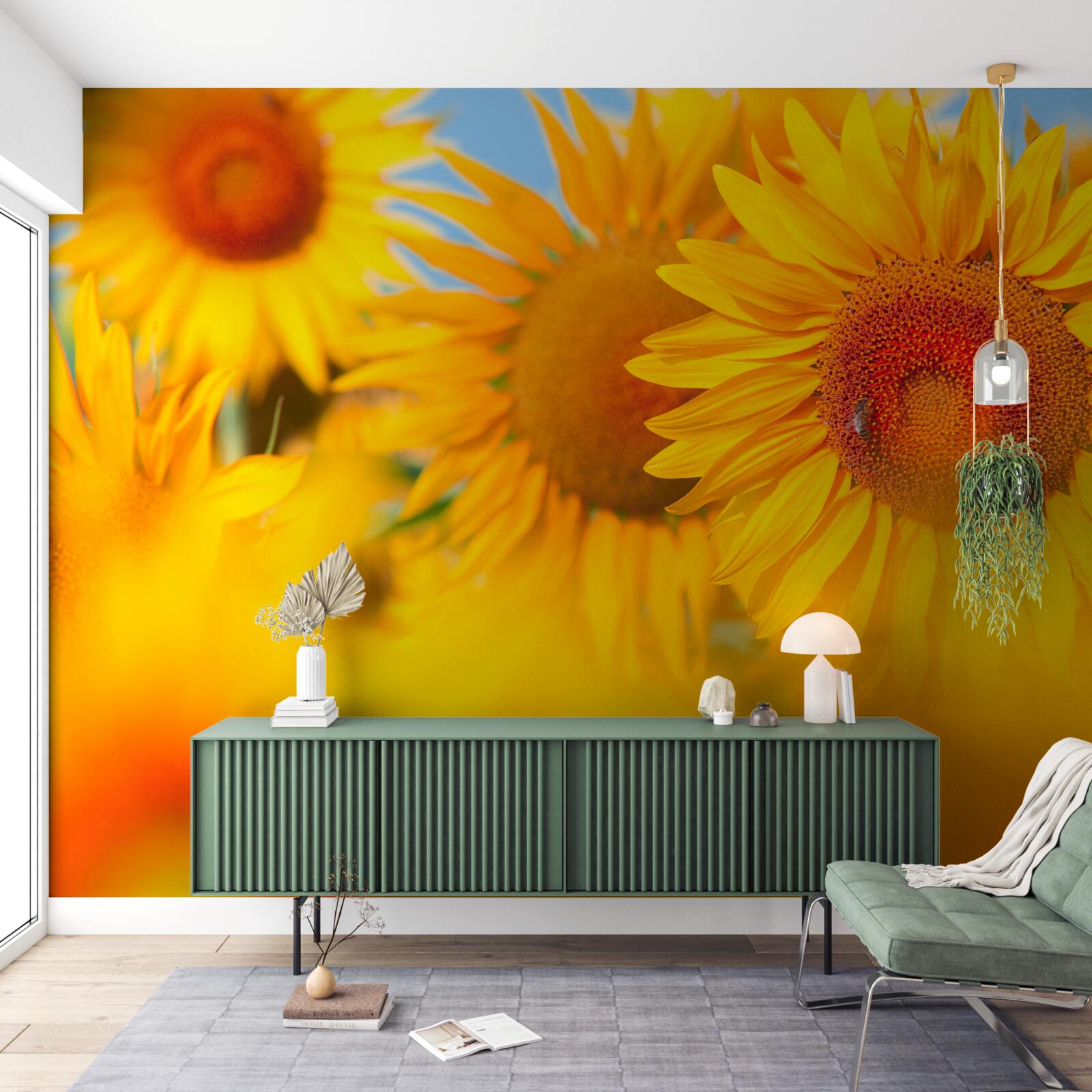 Fotobehang zonnebloemen onder de zon