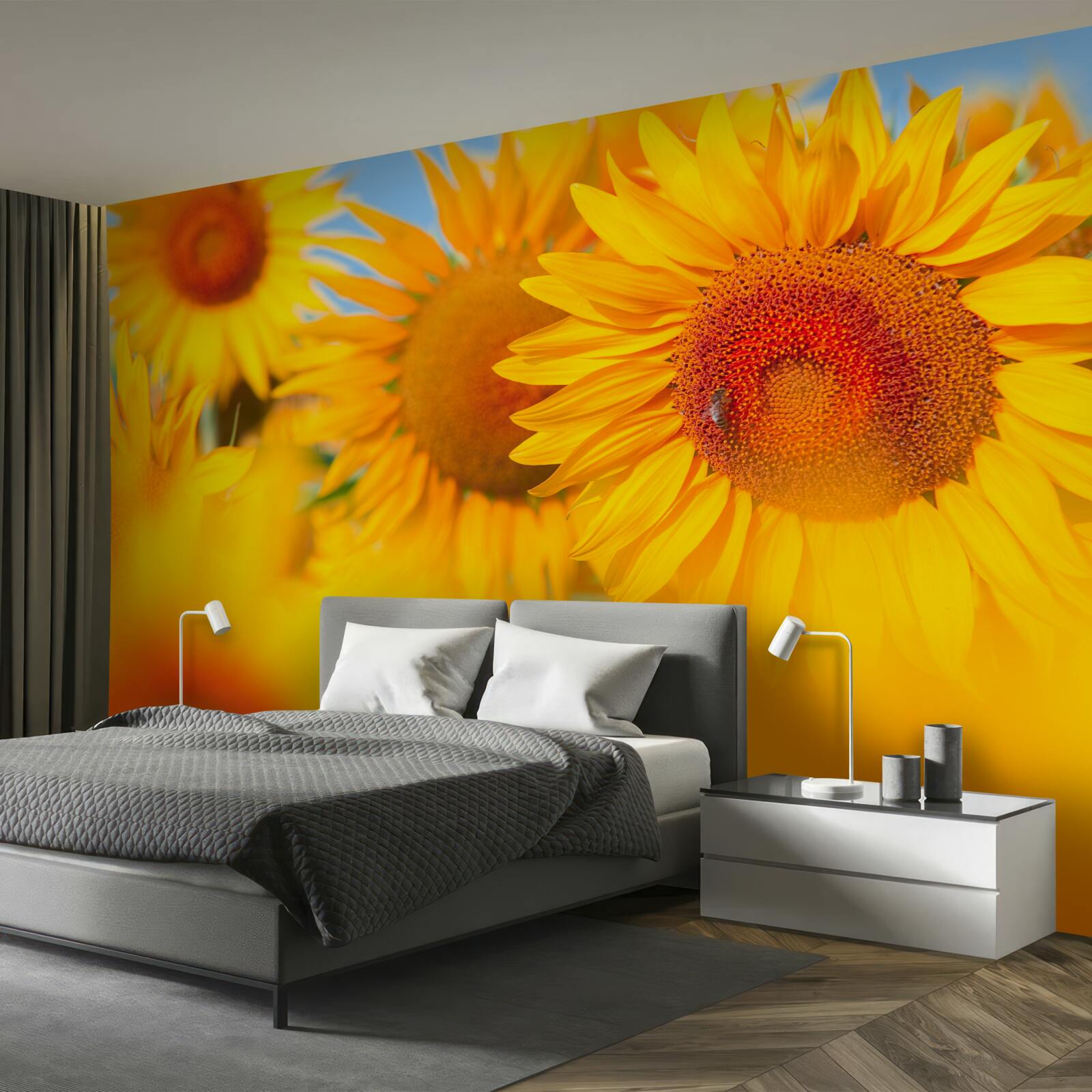 Fotobehang zonnebloemen onder de zon