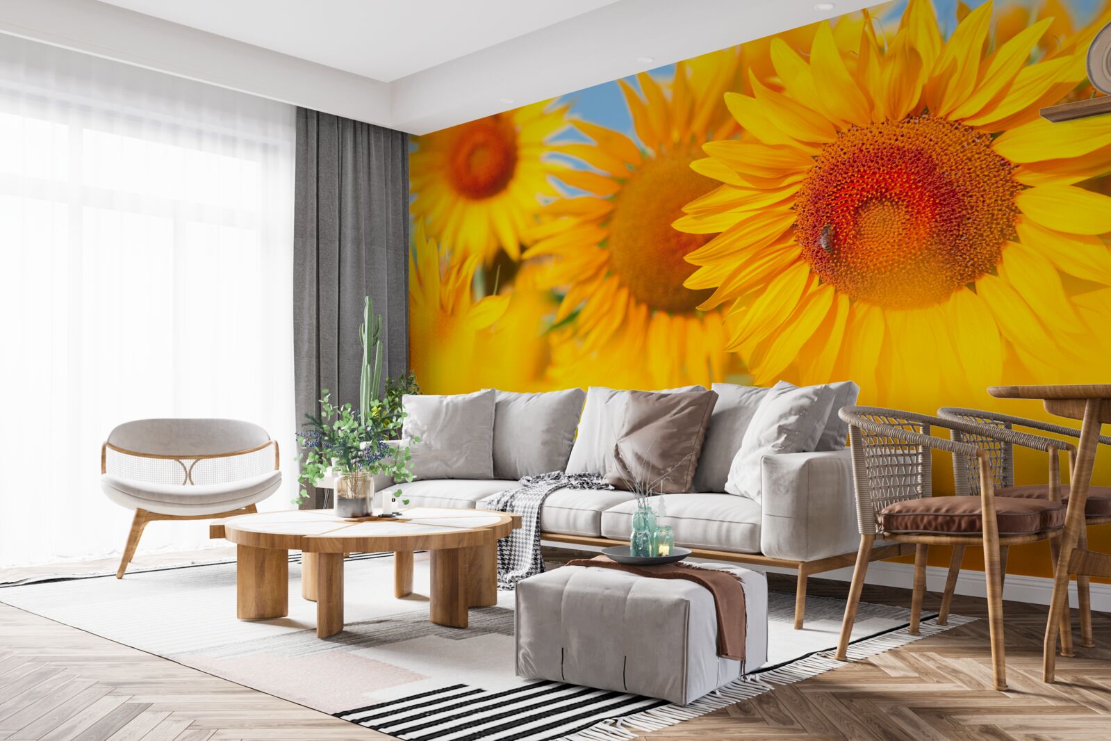 Fotobehang zonnebloemen onder de zon