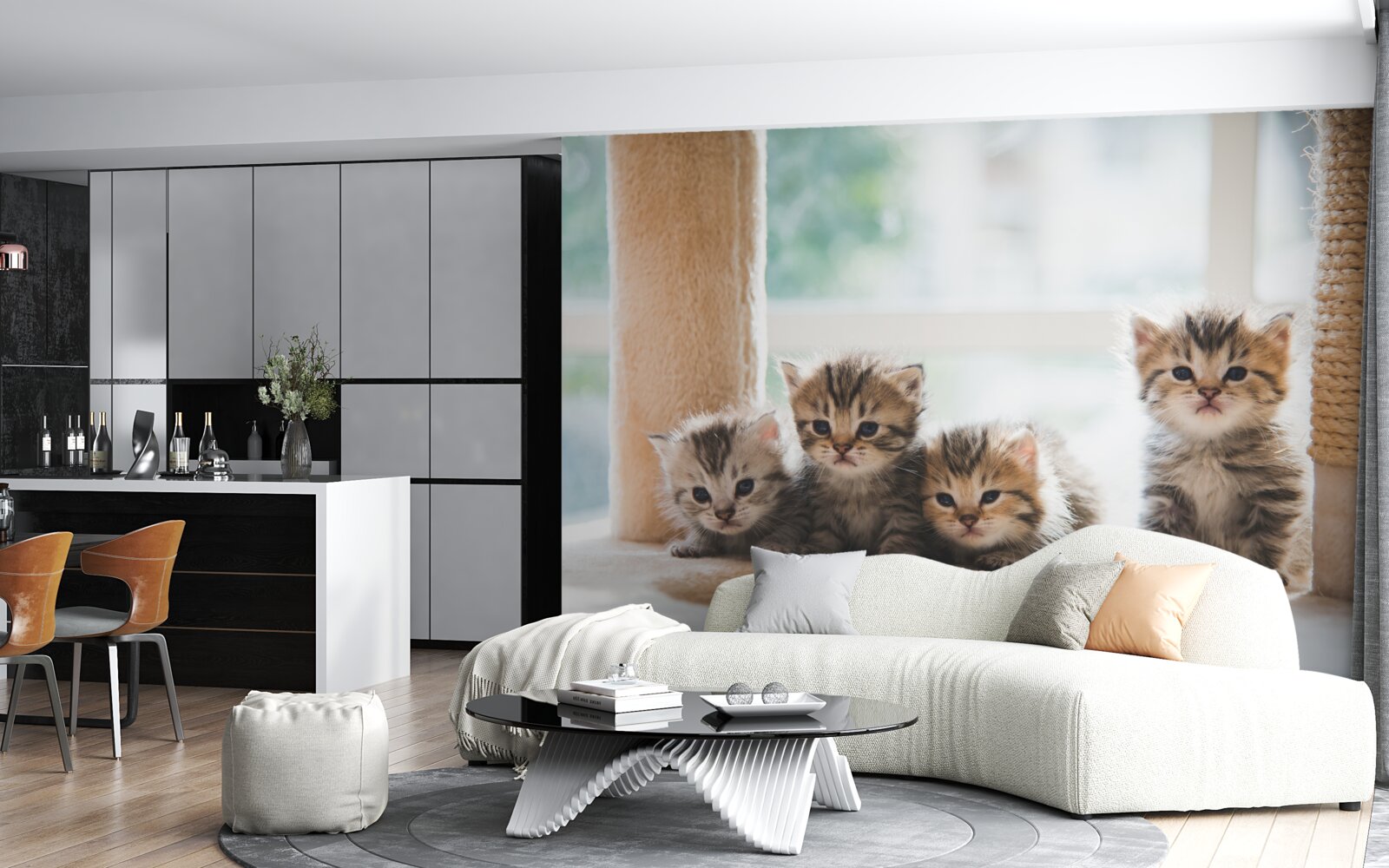 Fotobehang babykatten zoeken moeder