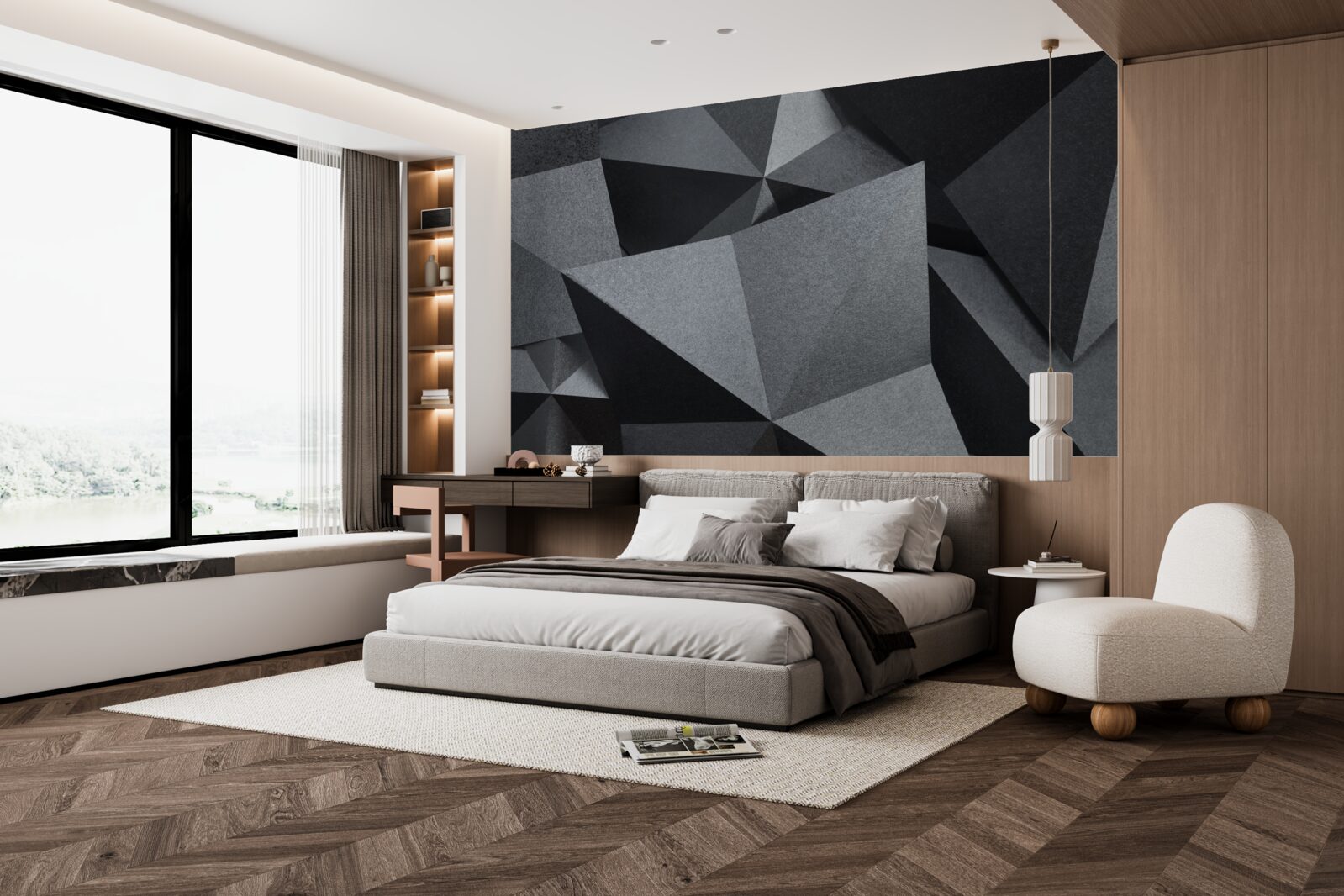 Fotobehang geometrische figuren op een donkere achtergrond