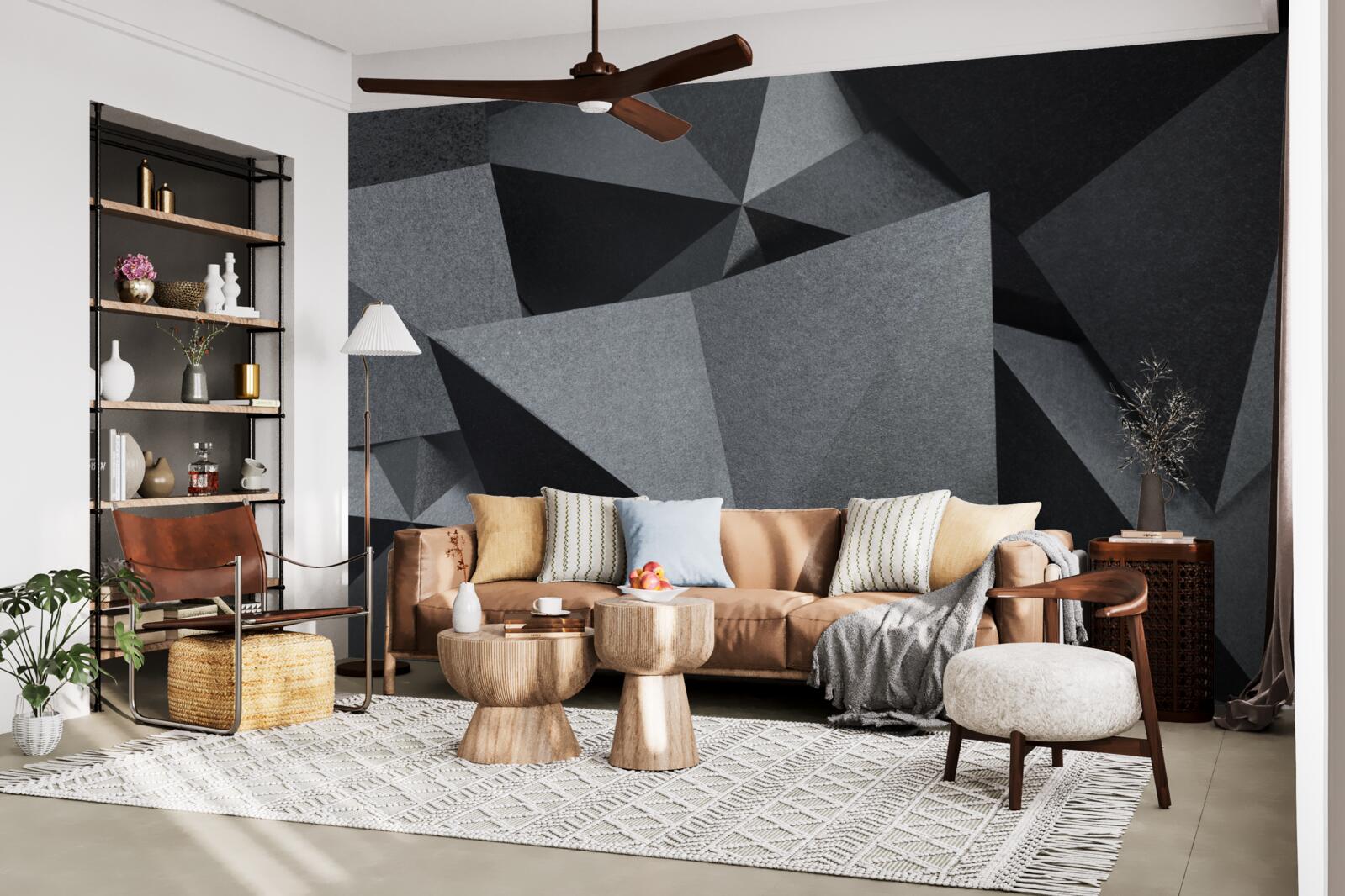 Fotobehang geometrische figuren op een donkere achtergrond