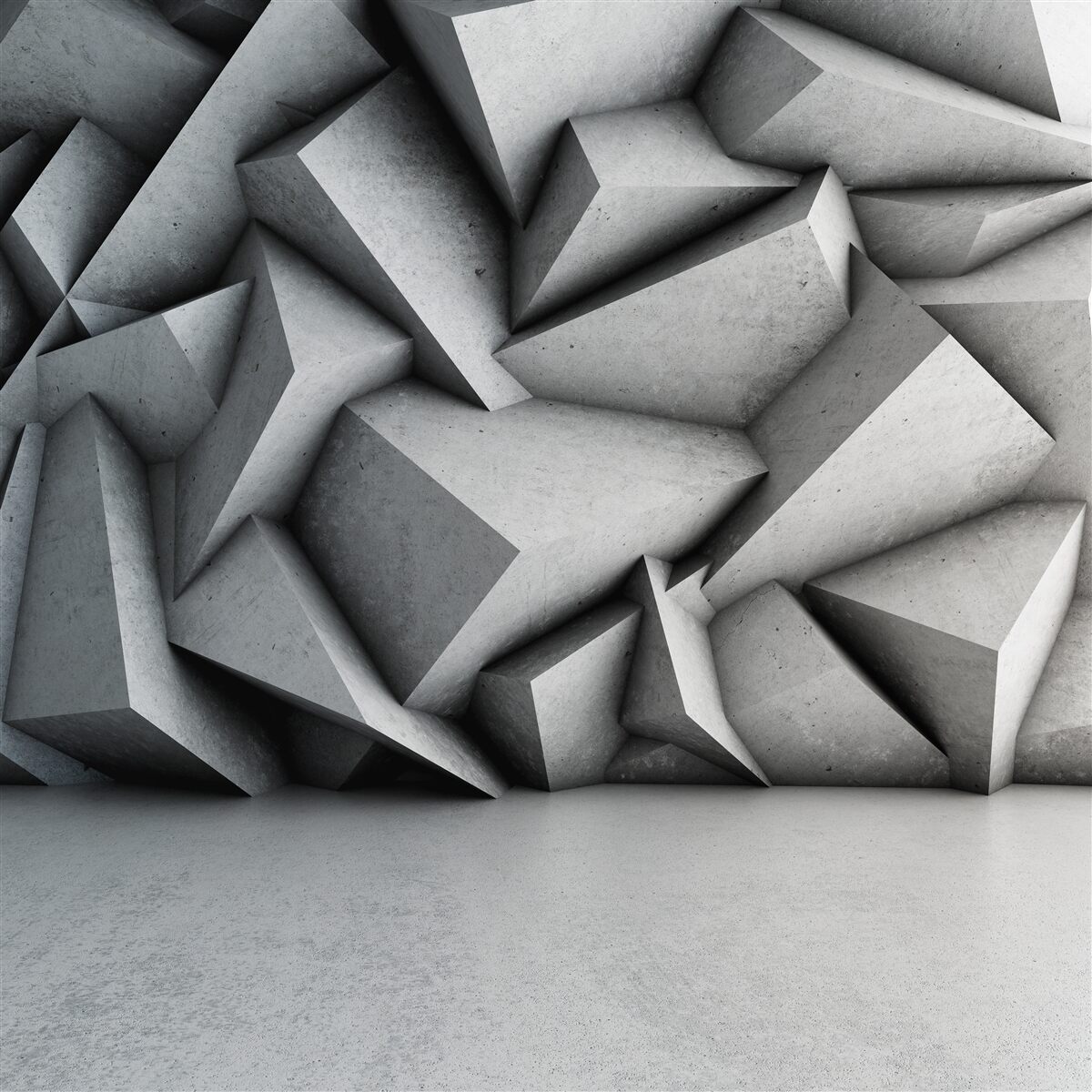 Fotobehang grote 3d figuren op grijze achtergrond