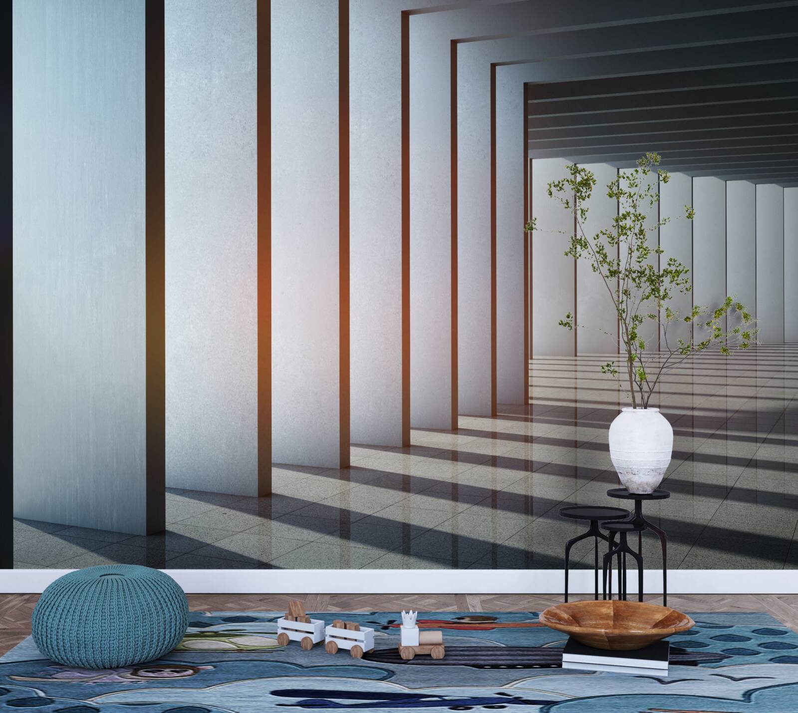 Fotobehang rechthoekige bogen bij dageraad