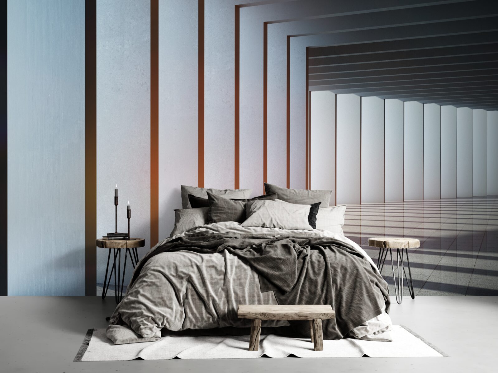 Fotobehang rechthoekige bogen bij dageraad