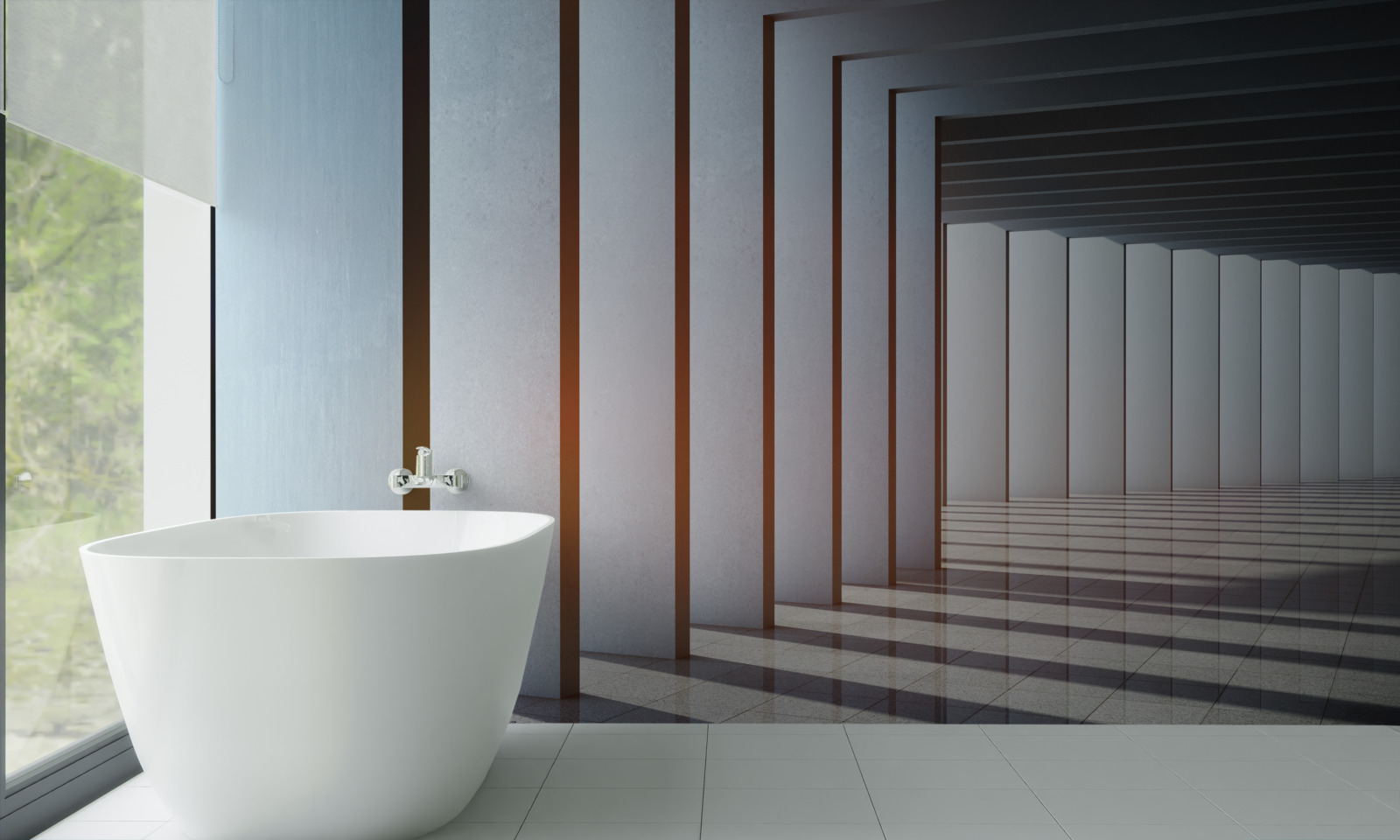 Fotobehang rechthoekige bogen bij dageraad