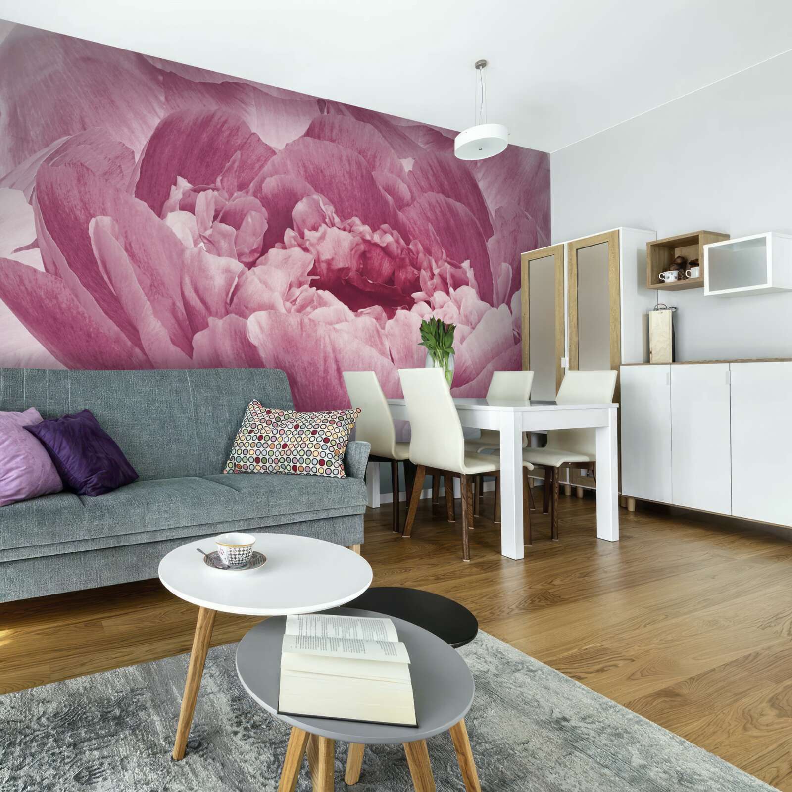 Fotobehang overvloedige roze asterbloem