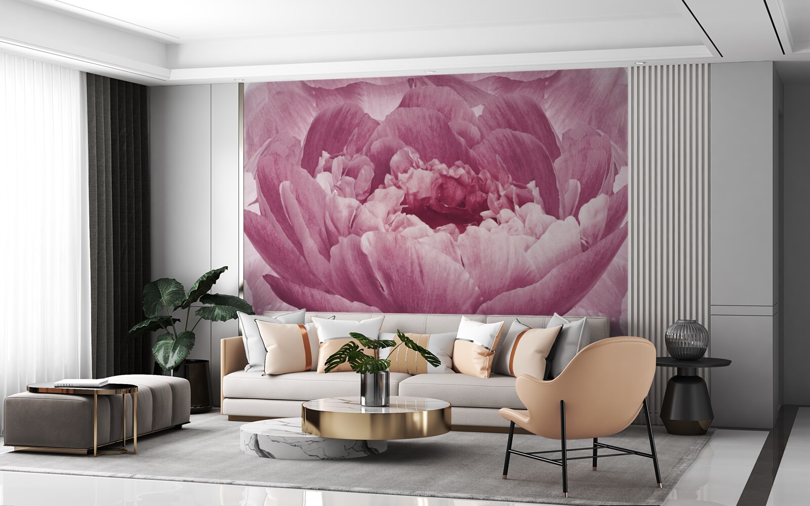 Fotobehang overvloedige roze asterbloem