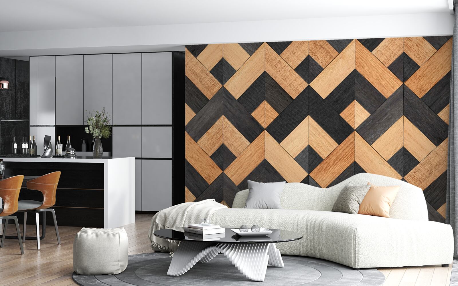 Fotobehang vlechtwerk van donker en licht hout