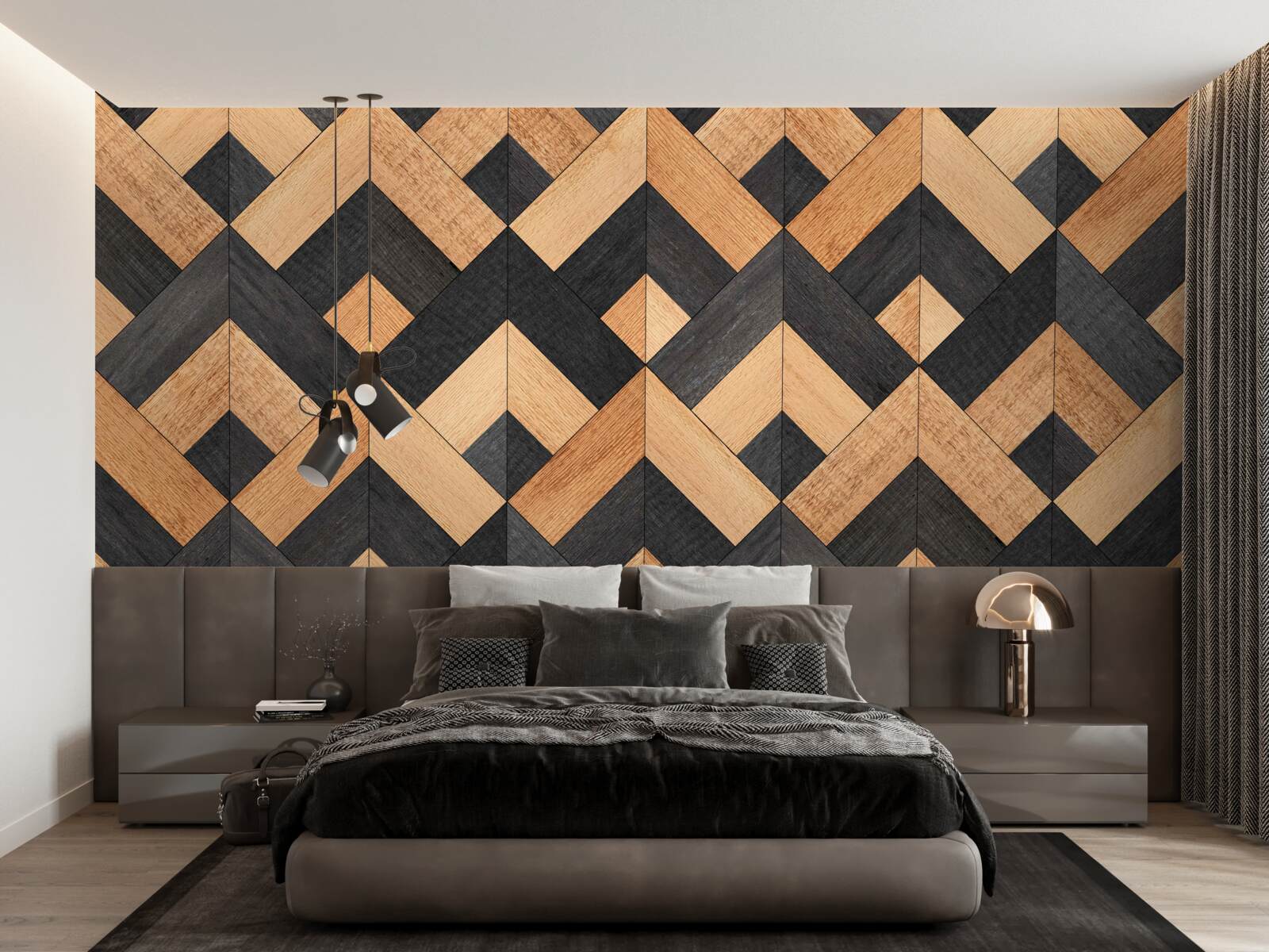 Fotobehang vlechtwerk van donker en licht hout