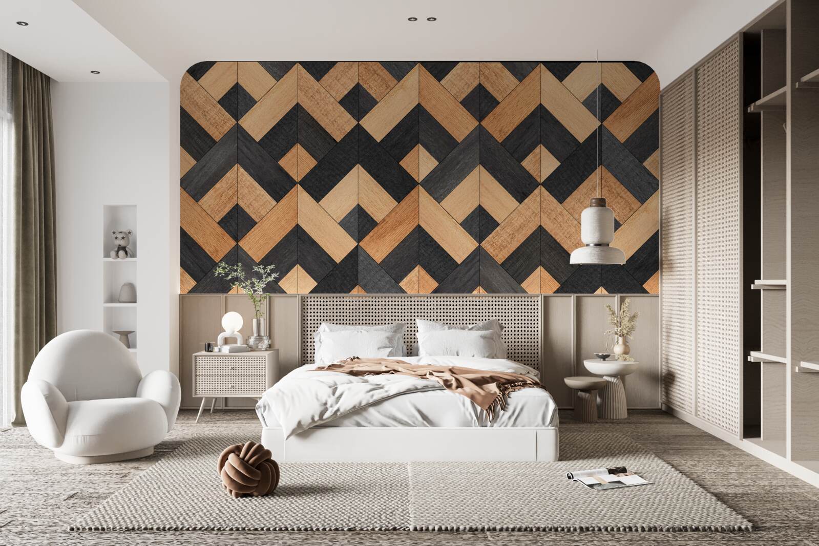 Fotobehang vlechtwerk van donker en licht hout