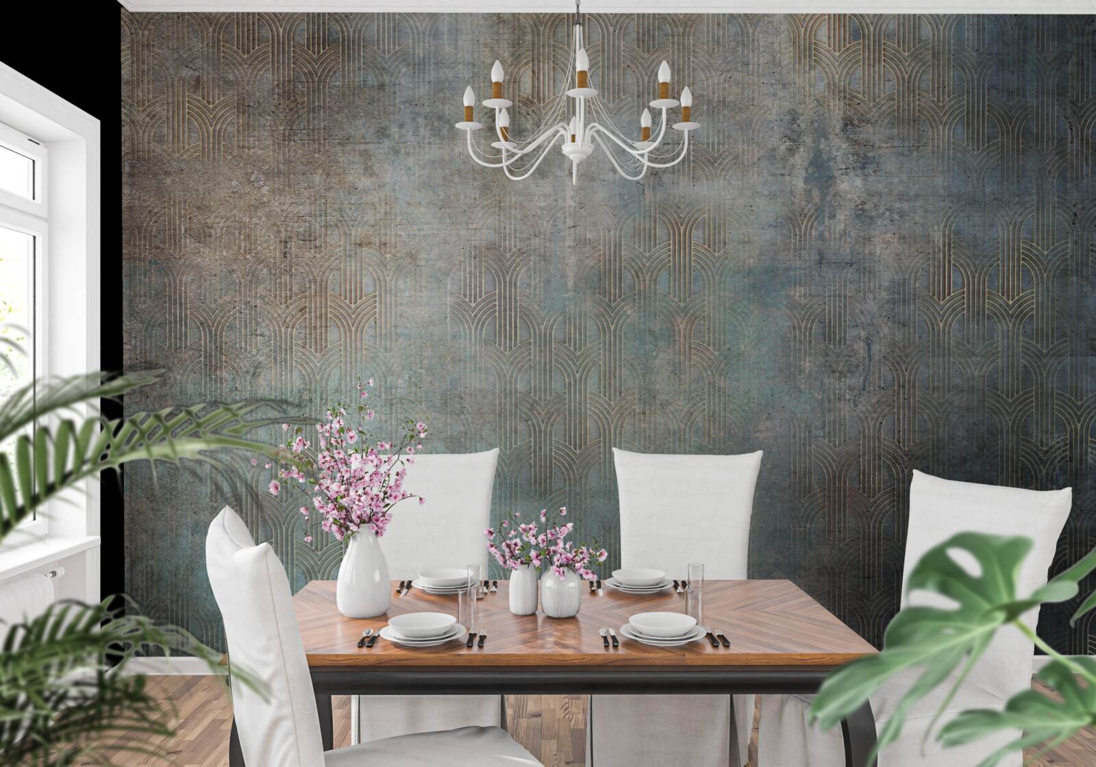 Fotobehang regen die 's nachts op water valt