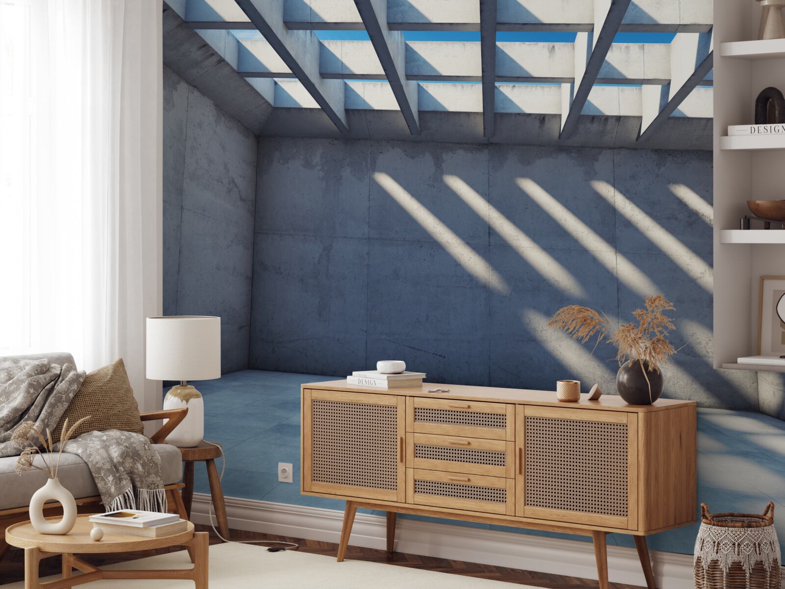 Fotobehang rasterplafond met vierkant patroon en transparantie