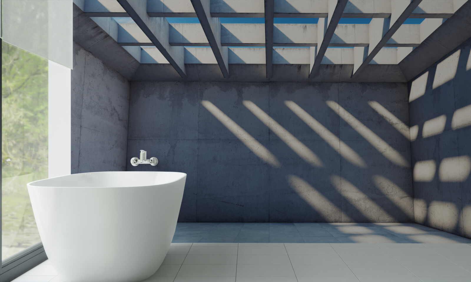 Fotobehang rasterplafond met vierkant patroon en transparantie