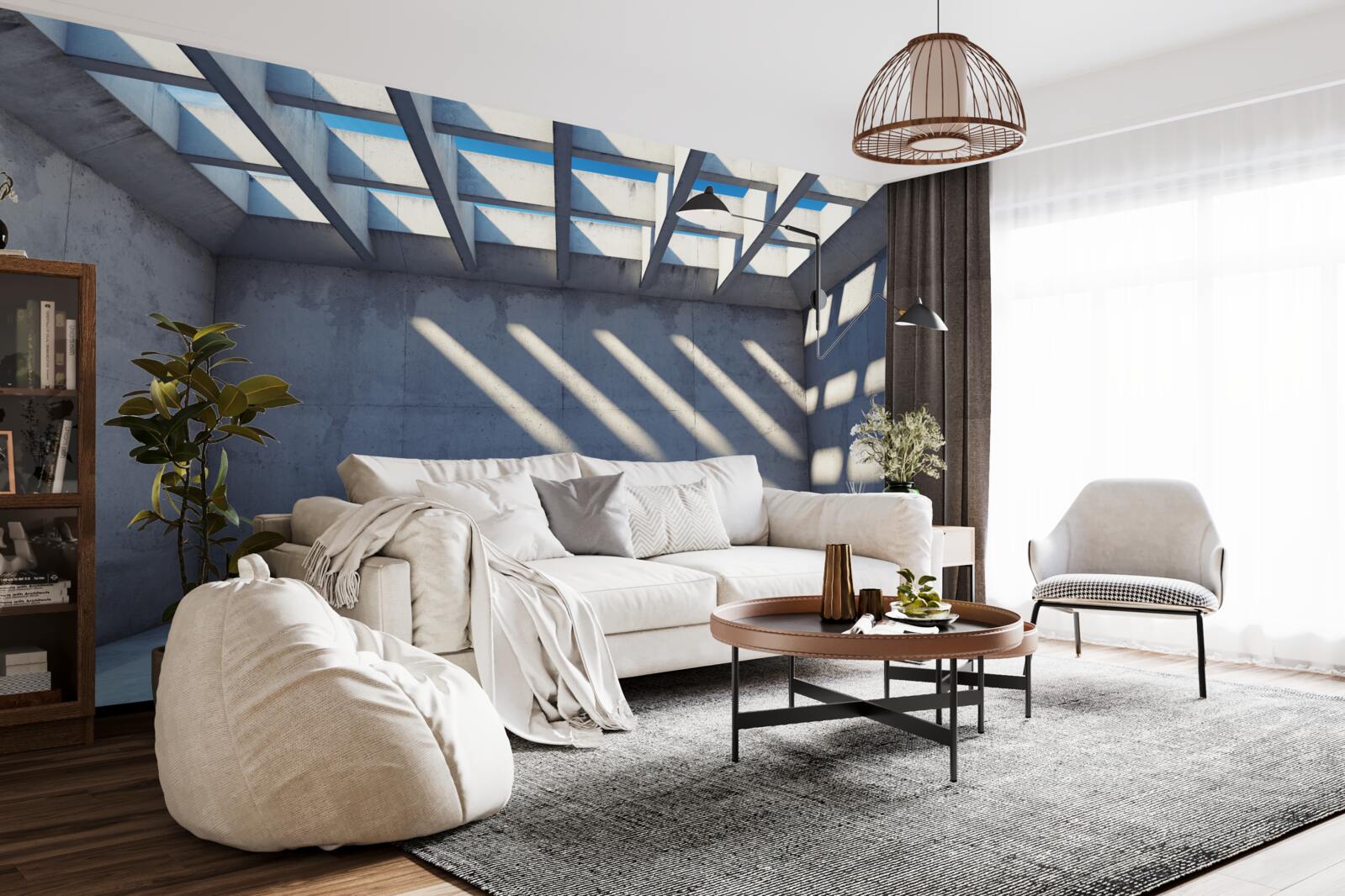 Fotobehang rasterplafond met vierkant patroon en transparantie