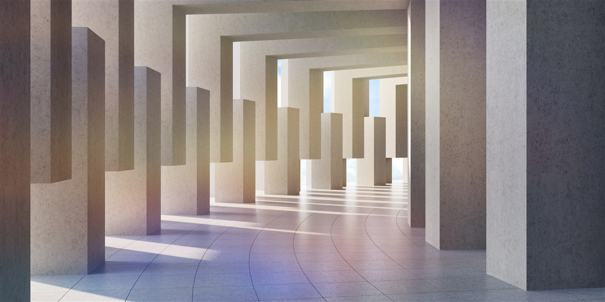 Fotobehang een tunnel met bogen die tot in het oneindige reiken