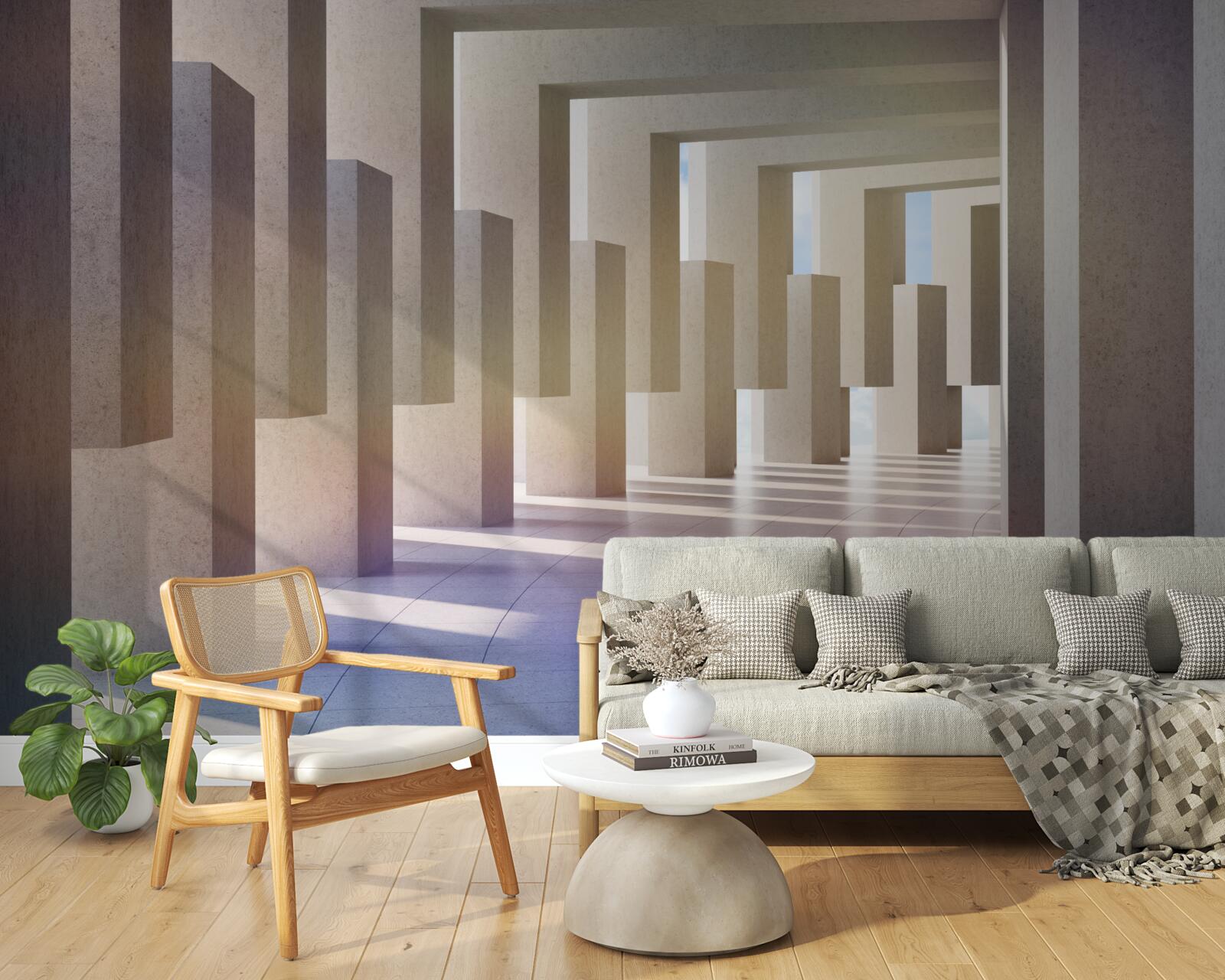 Fotobehang een tunnel met bogen die tot in het oneindige reiken